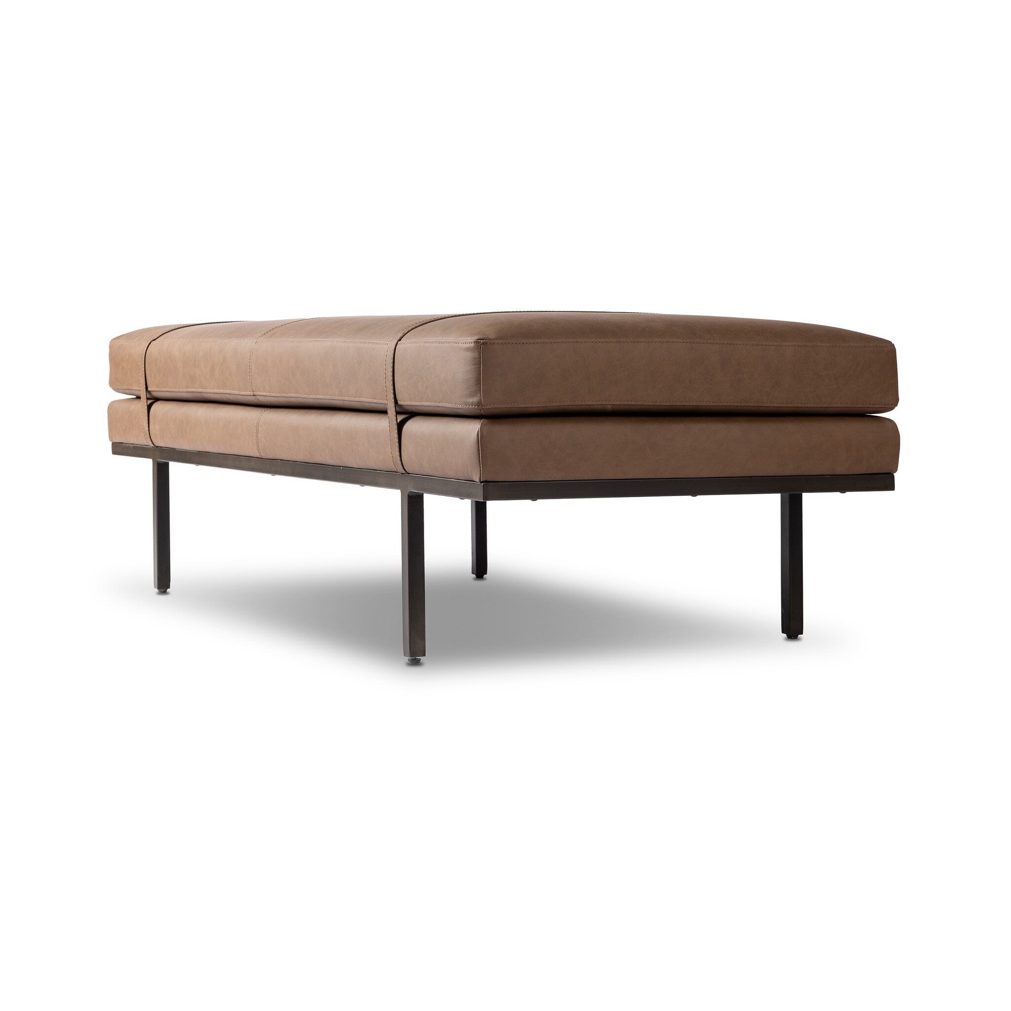 Four Hands Harris Accent Bench in Maestro Cigar on white background at Addison West.