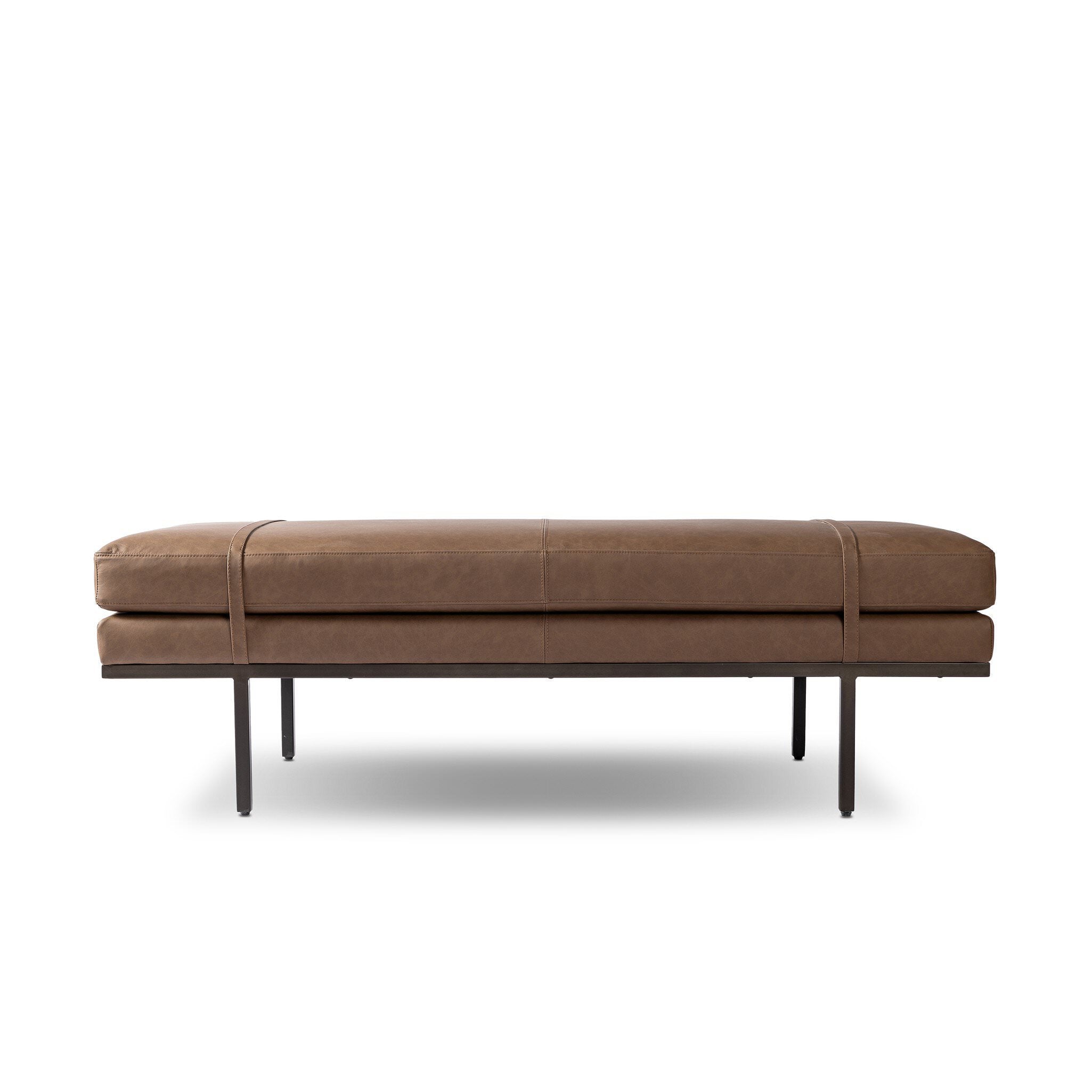 Four Hands Harris Accent Bench in Maestro Cigar on white background at Addison West.