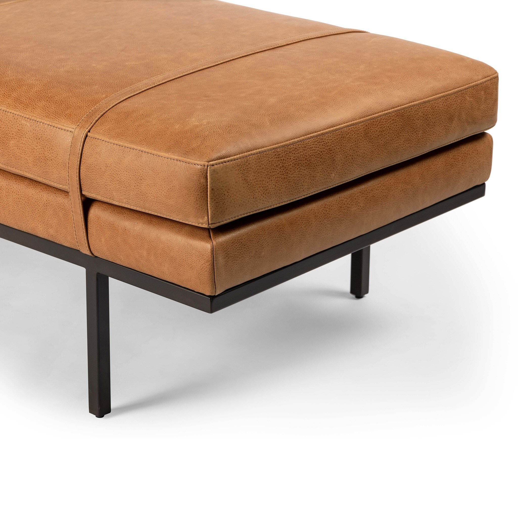 Four Hands Harris Accent Bench in Palermo Cognac on white background at Addison West.