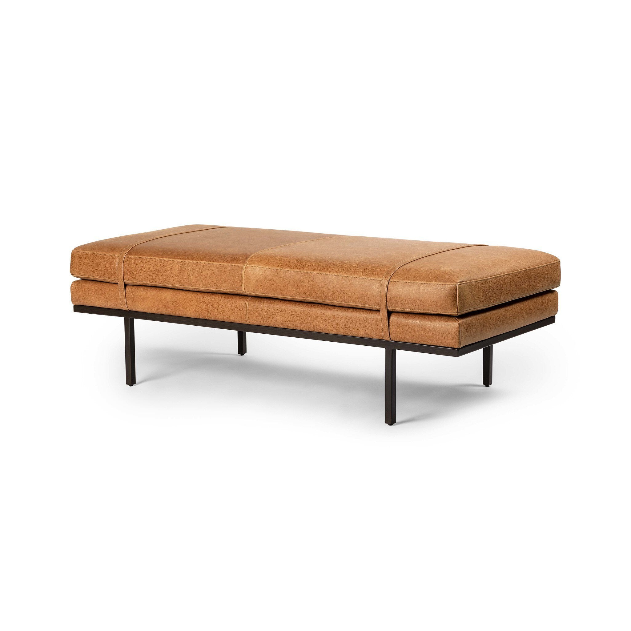 Four Hands Harris Accent Bench in Palermo Cognac on white background at Addison West.