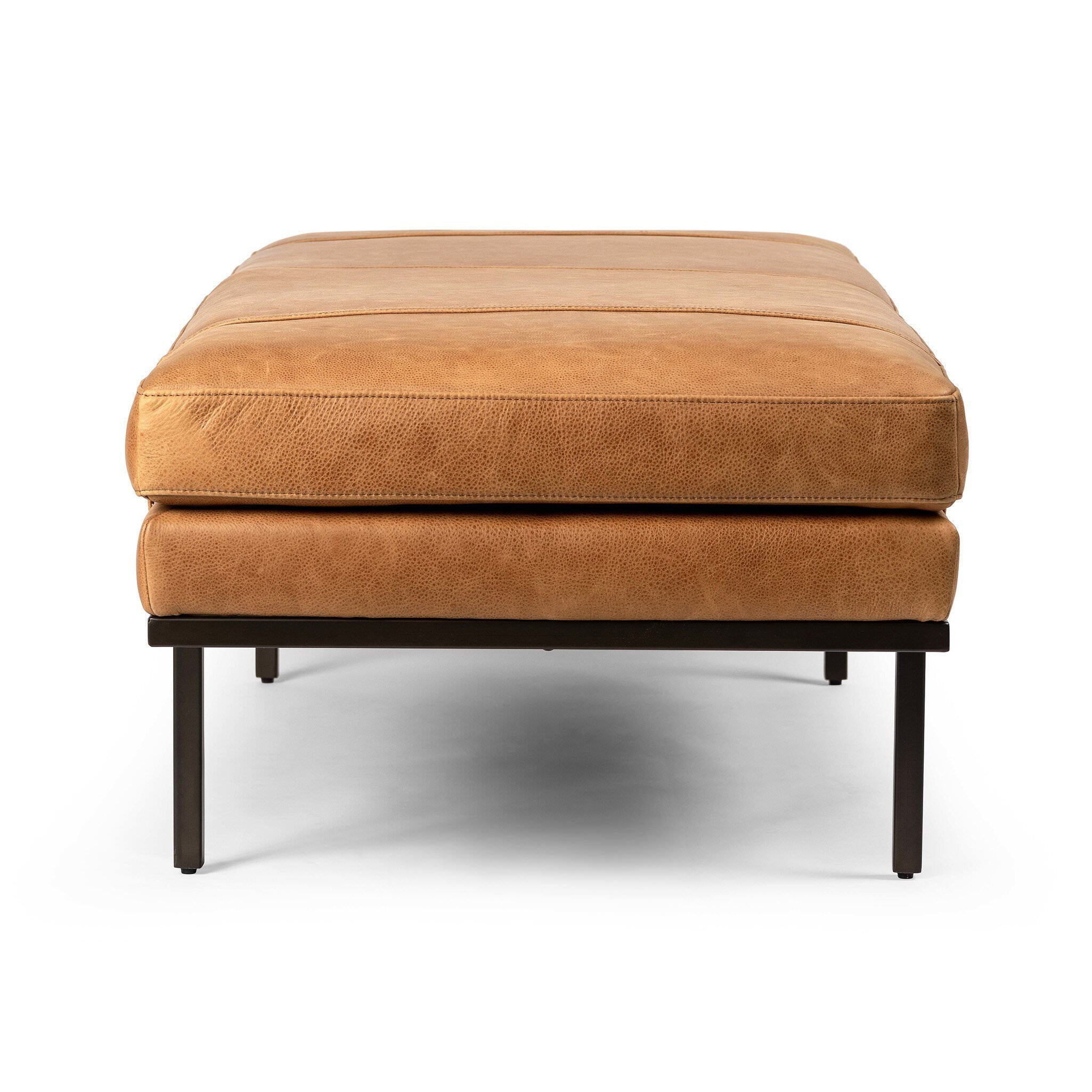 Four Hands Harris Accent Bench in Palermo Cognac on white background at Addison West.