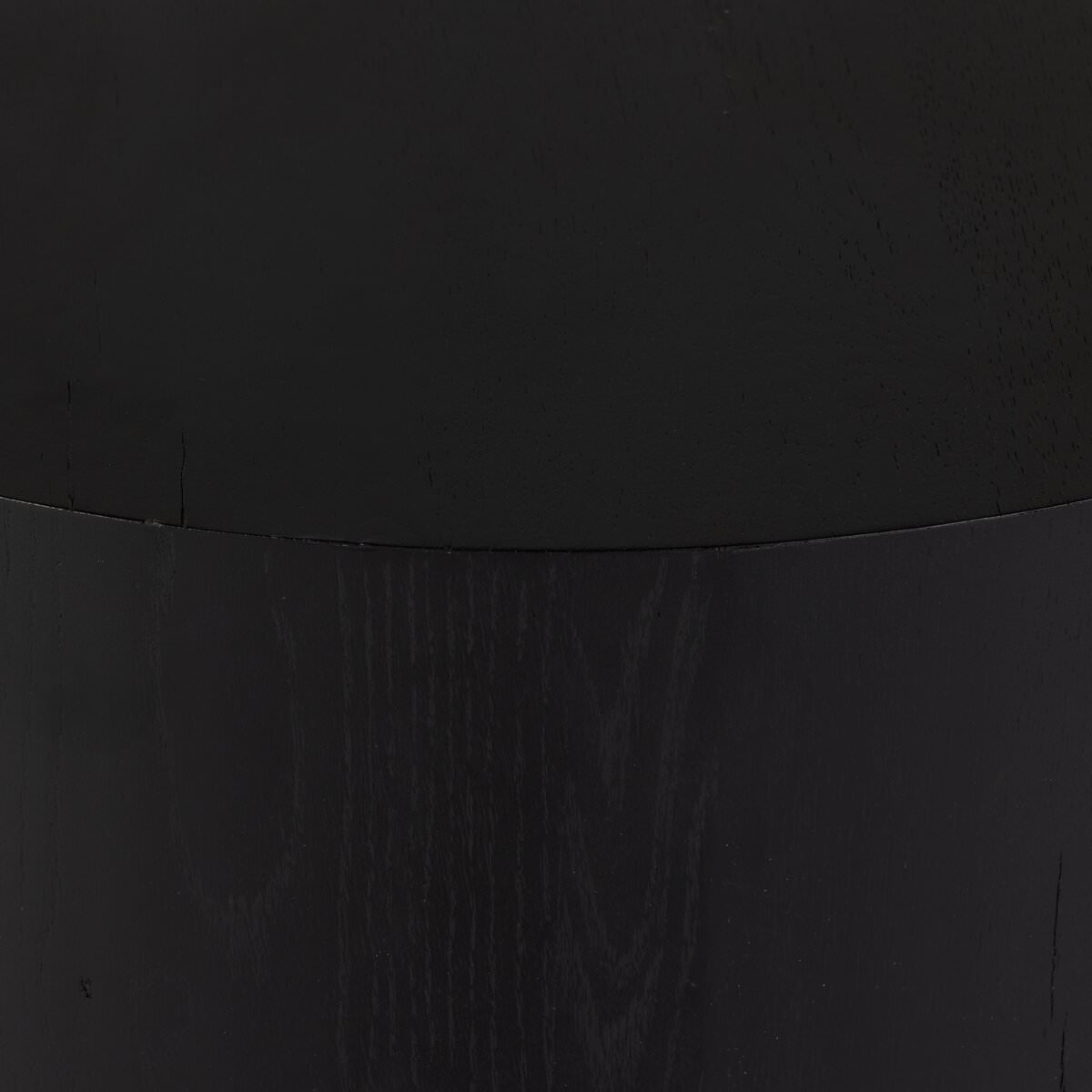 Close up of Four Hands Humphrey Round Coffee Table in Coal on Oak on a white background at Addison West