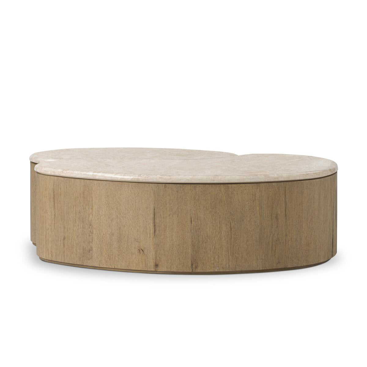 Four Hands Ingrid Coffee Table in Cappuccino Marble on a white background at Addison West