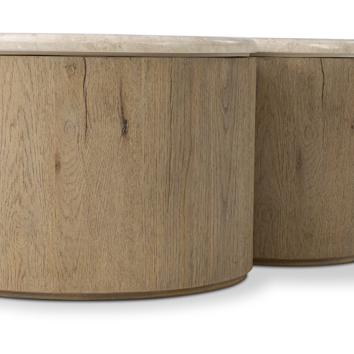 Close up of Four Hands Ingrid Coffee Table in Cappuccino Marble on a white background at Addison West