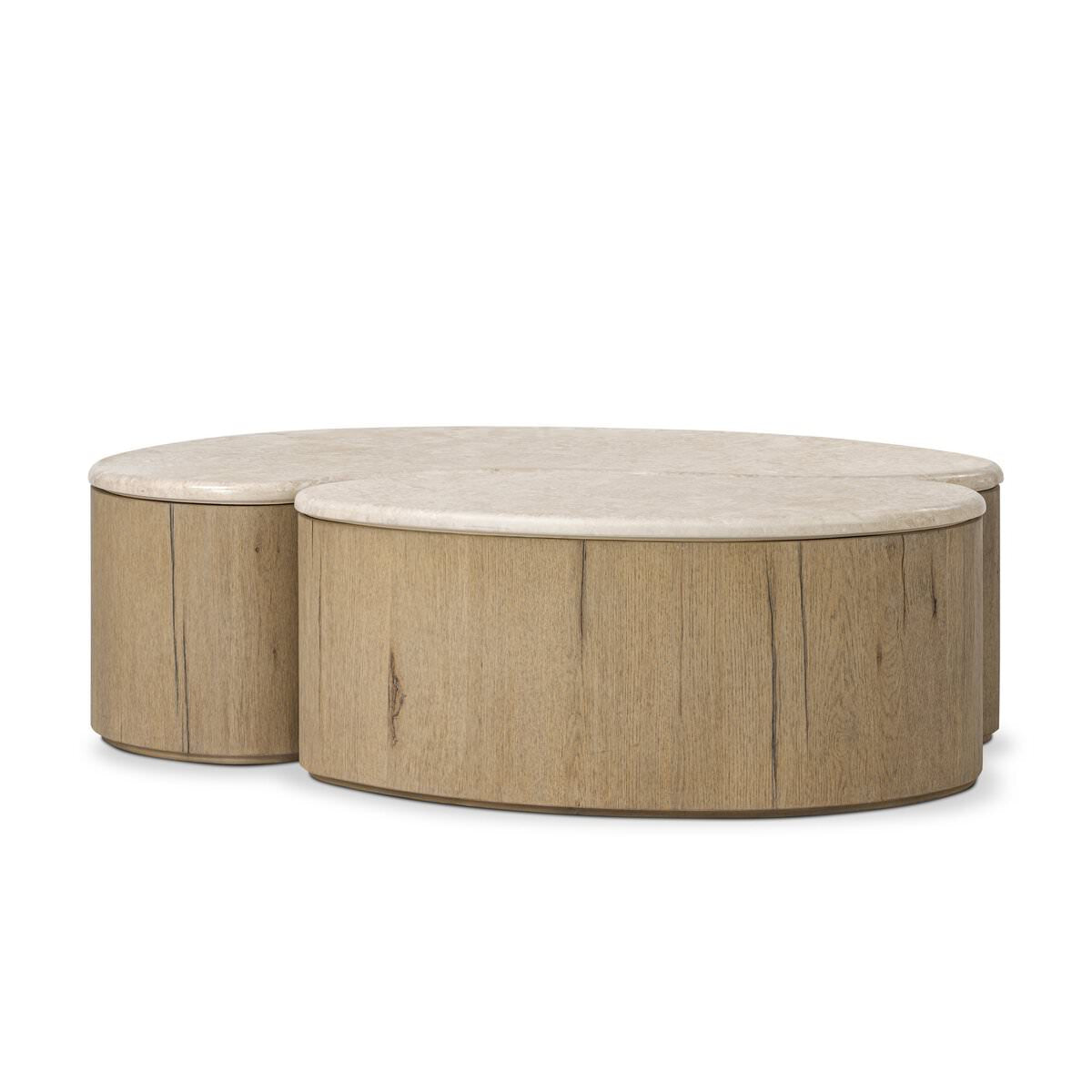 Four Hands Ingrid Coffee Table in Cappuccino Marble on a white background at Addison West