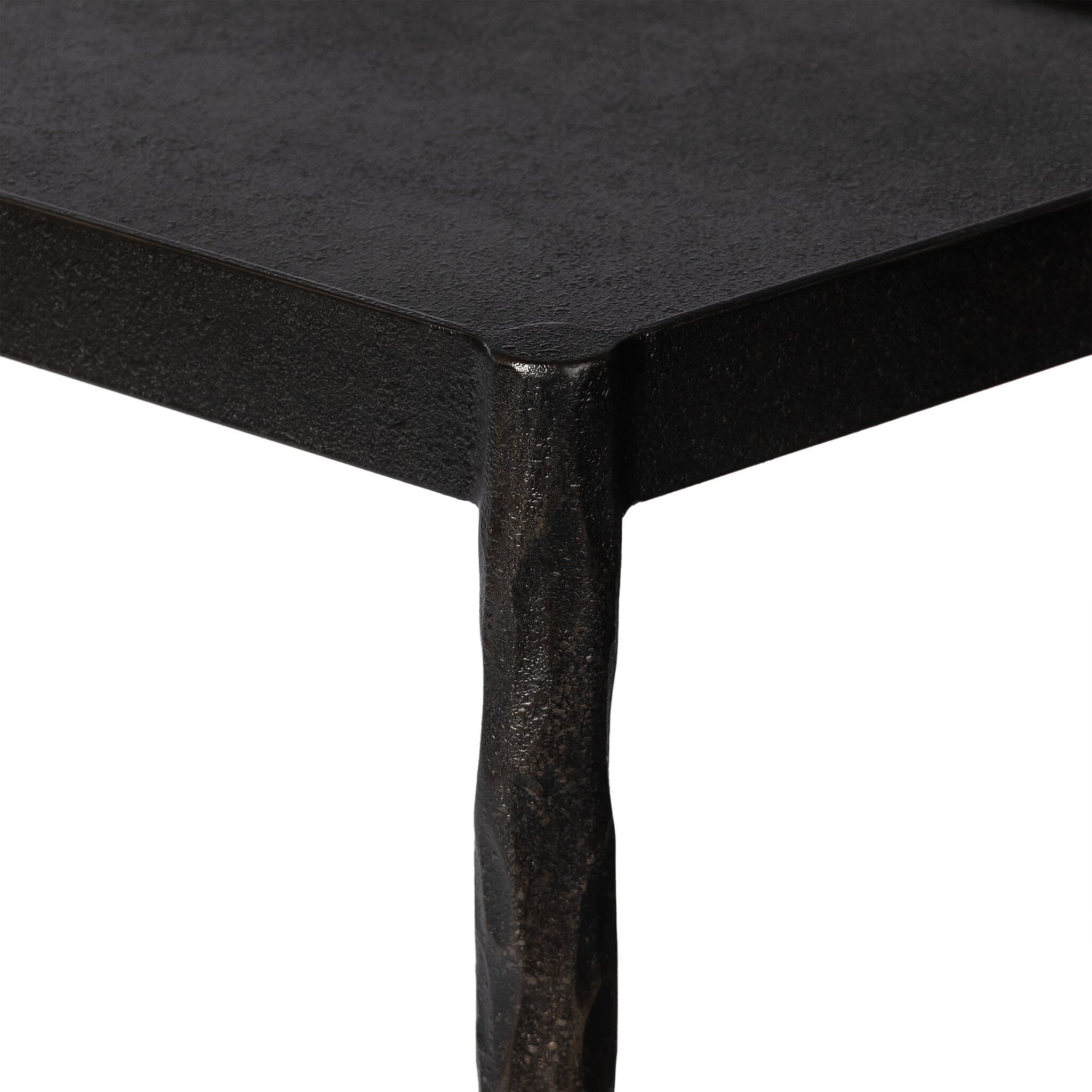 Four Hands Jade Console Table Textured Bronze on white background at Addison West.