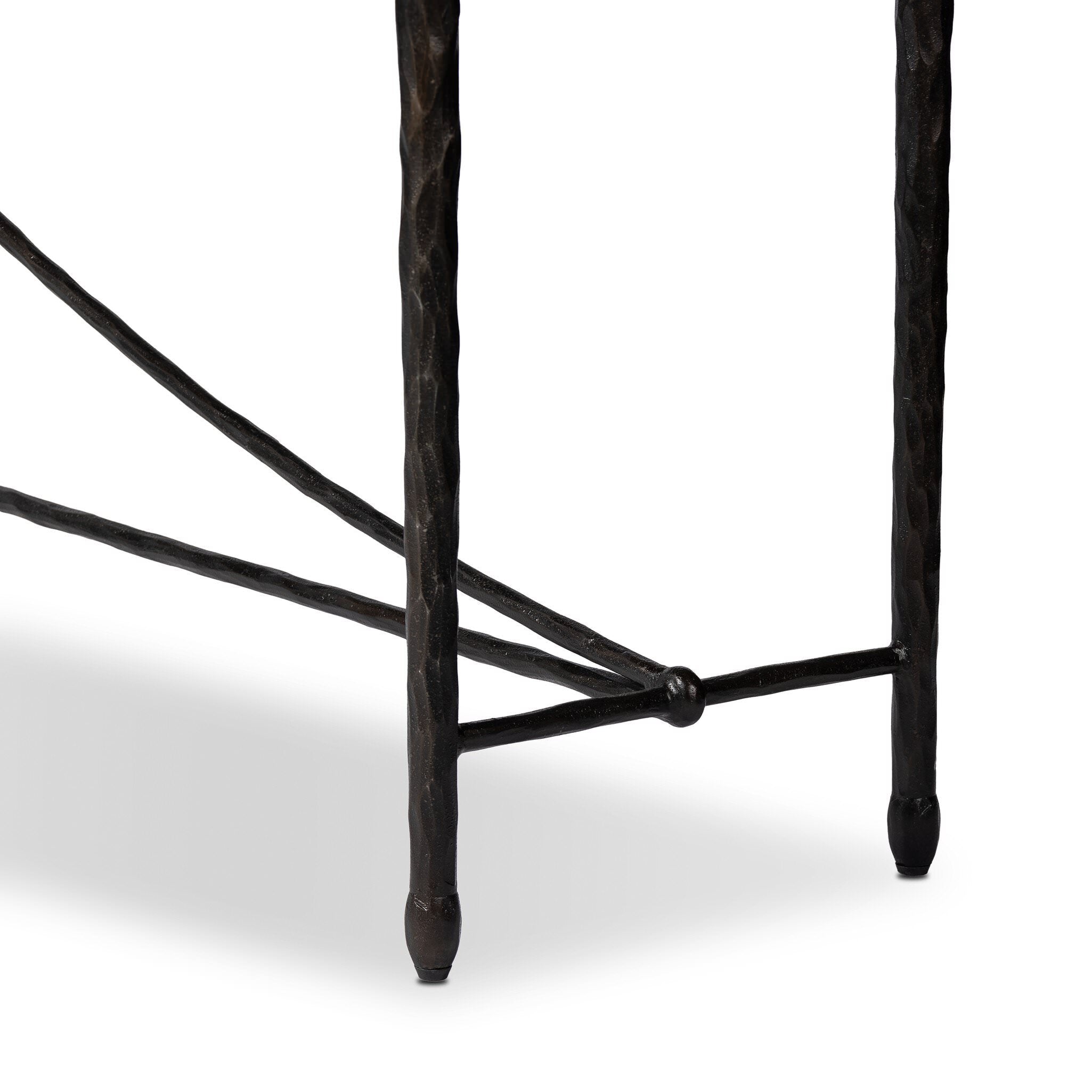 Four Hands Jade Console Table Textured Bronze on white background at Addison West.