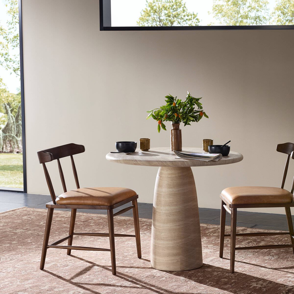 Four Hands Janice Bistro Table-36" in Sand Striae in a dining room at Addison West