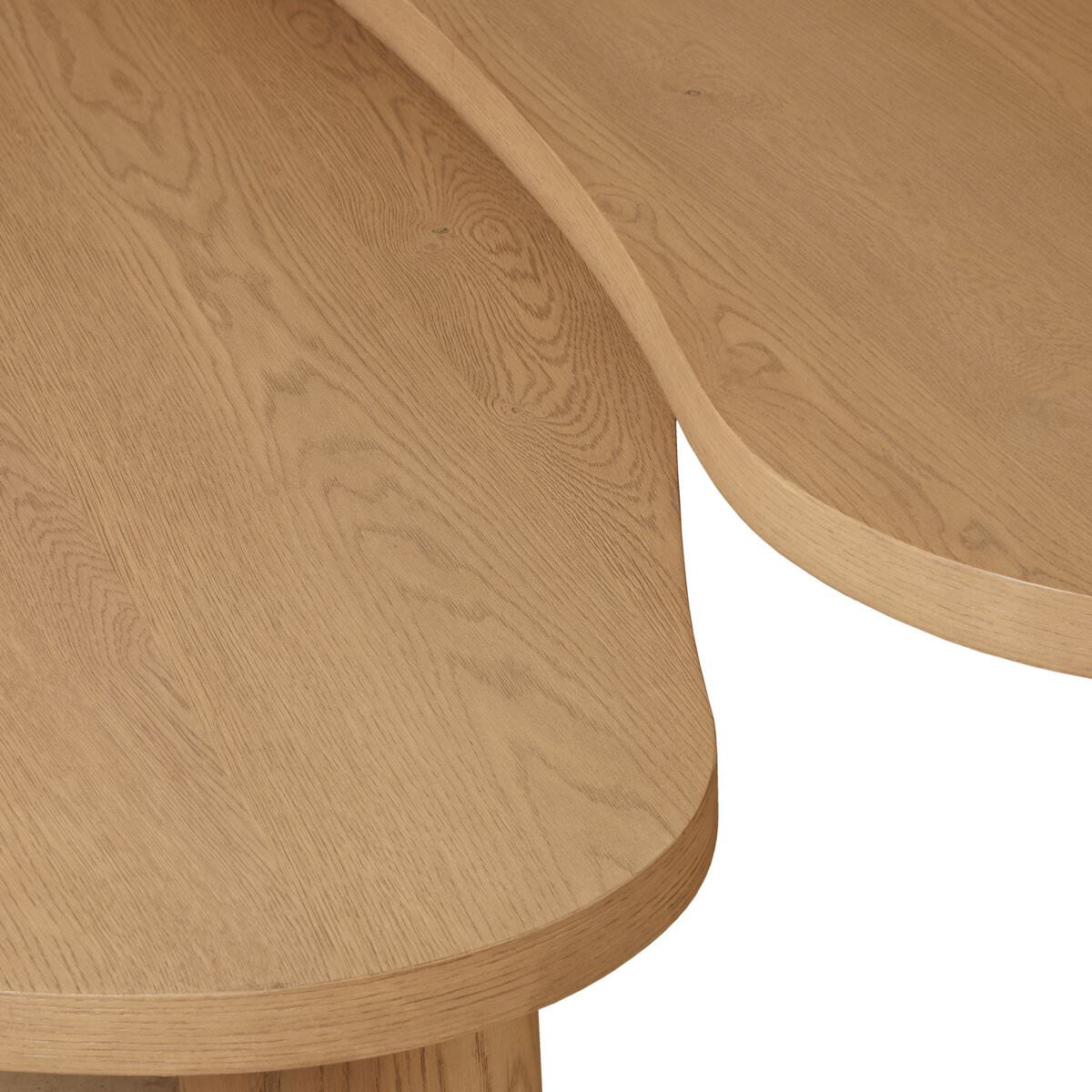 Close up of Four Hands Joji Nesting Coffee Tables in Natural Oak Veneer on a white background at Addison West