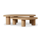 Four Hands Joji Nesting Coffee Tables in Natural Oak Veneer on a white background at Addison West