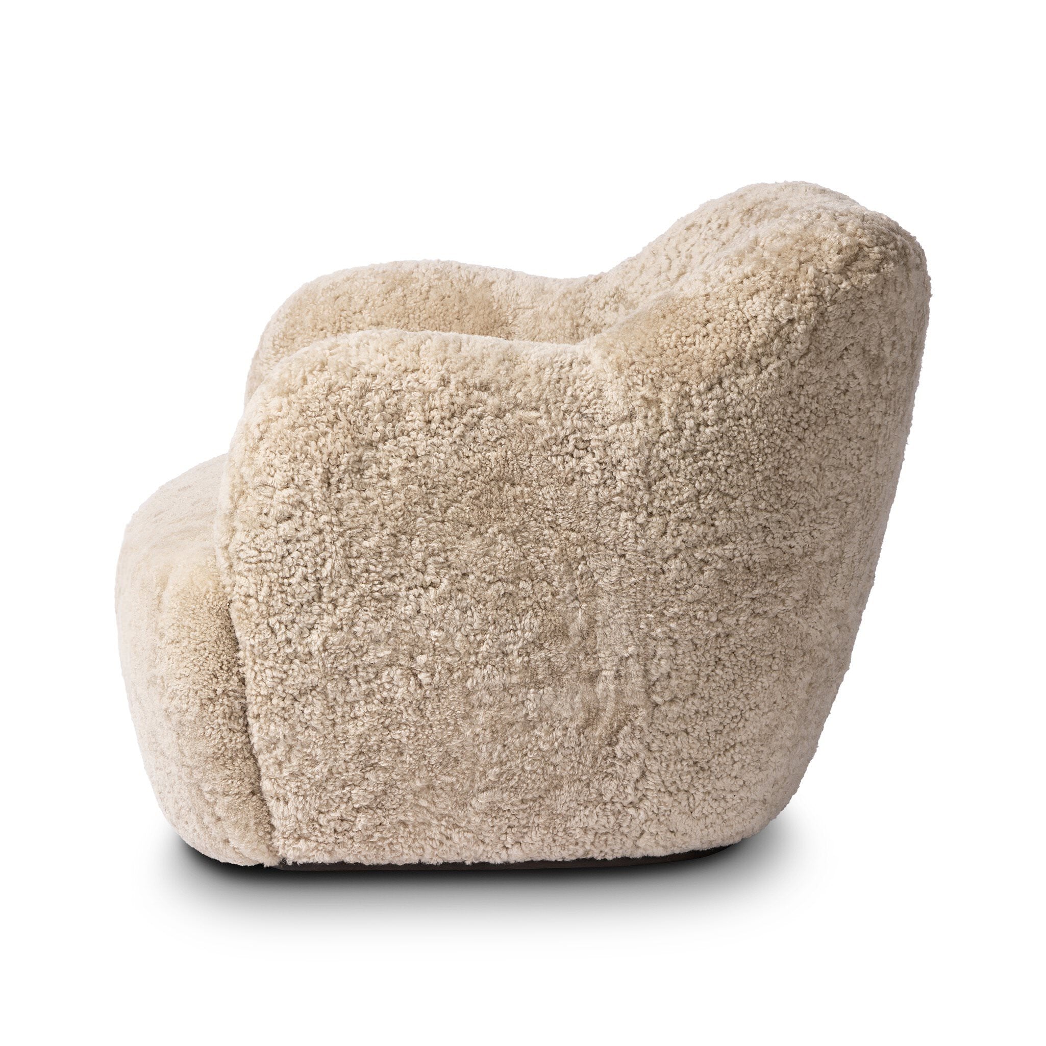 Four Hands Julius Swivel Chair in Beige Shearling on a white background at Addison West