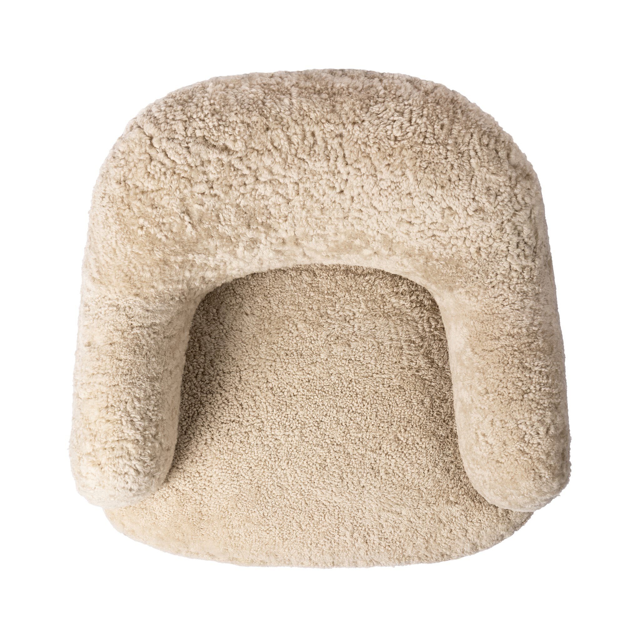 Four Hands Julius Swivel Chair in Beige Shearling on a white background at Addison West