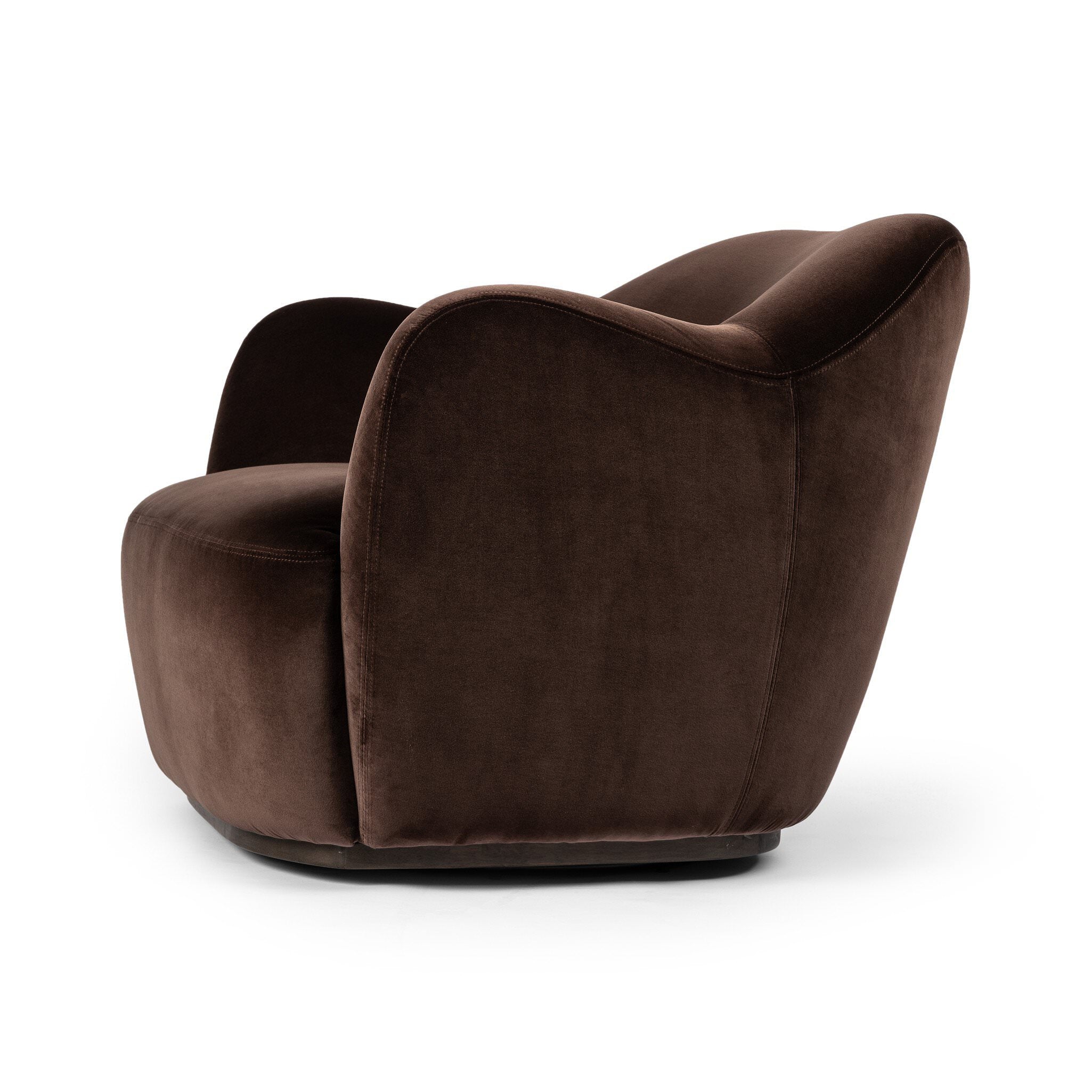 Close up of Four Hands Julius Swivel Chair in Surrey Cocoa on a white background at Addison West