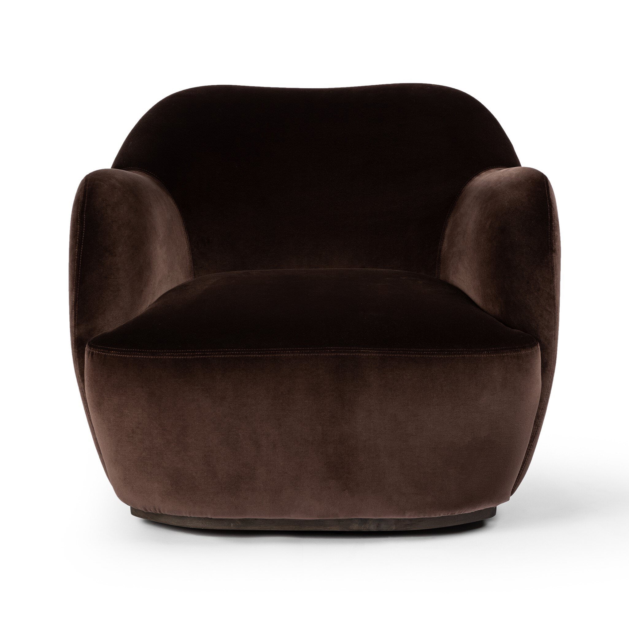 Four Hands Julius Swivel Chair in Surrey Cocoa on a white background at Addison West