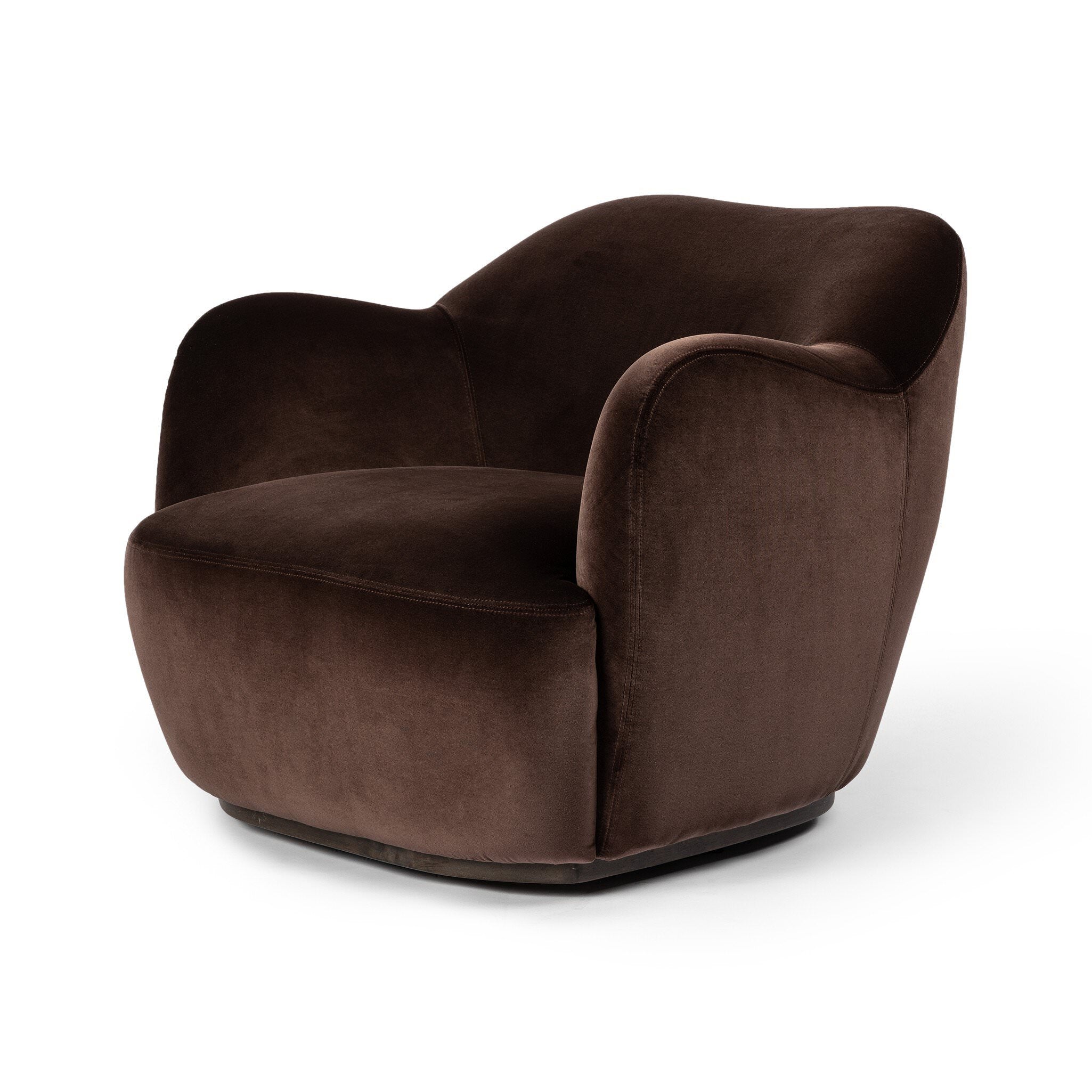 Four Hands Julius Swivel Chair in Surrey Cocoa on a white background at Addison West