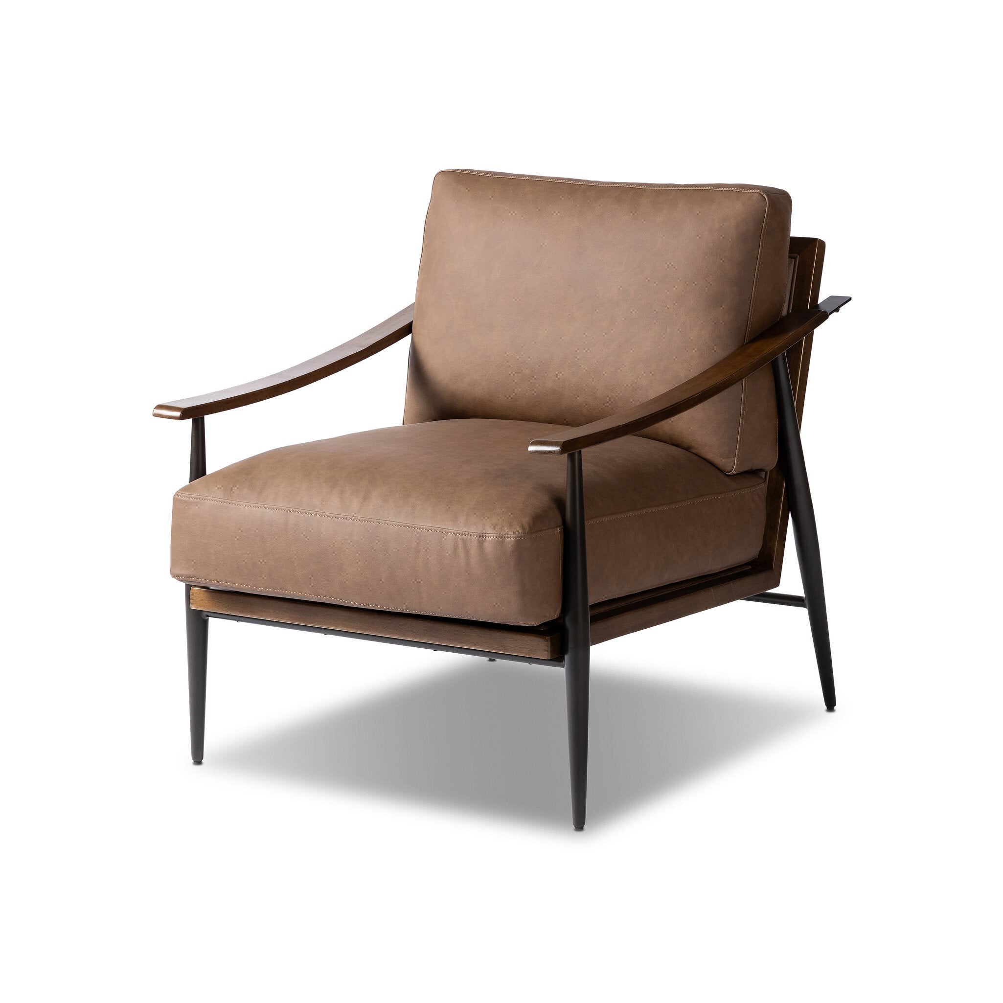 Four Hands Kennedy Chair in Maestro Cigar on white background at Addison West.