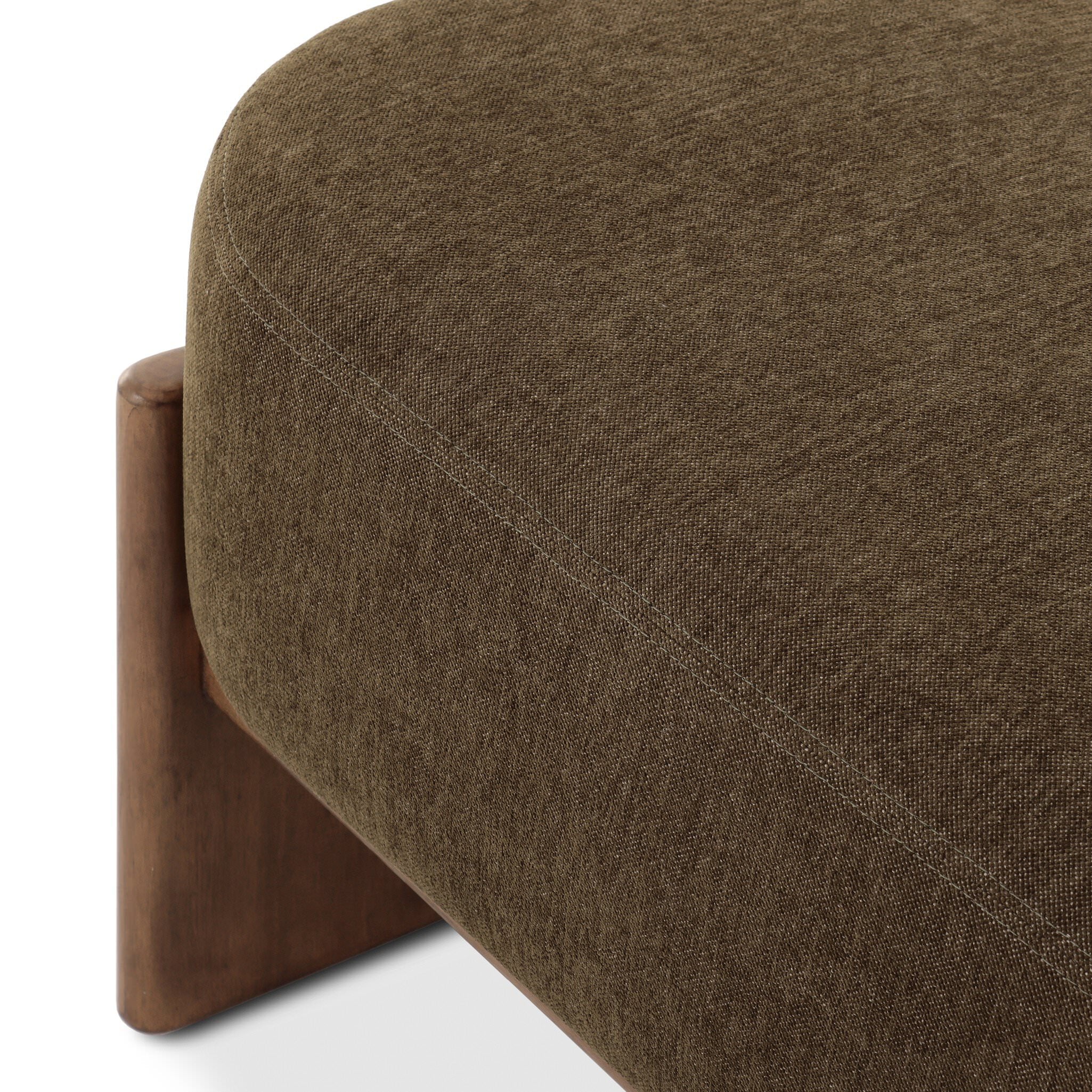 Four Hands Kirby Accent Bench in Sutton Olive - 60" on white background at Addison West.