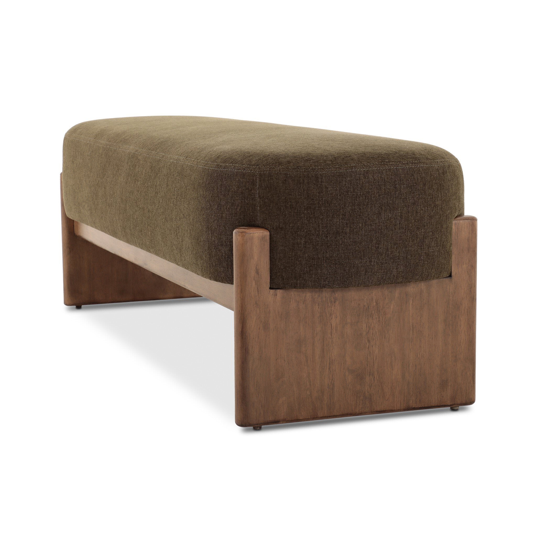 Four Hands Kirby Accent Bench in Sutton Olive - 60" on white background at Addison West.