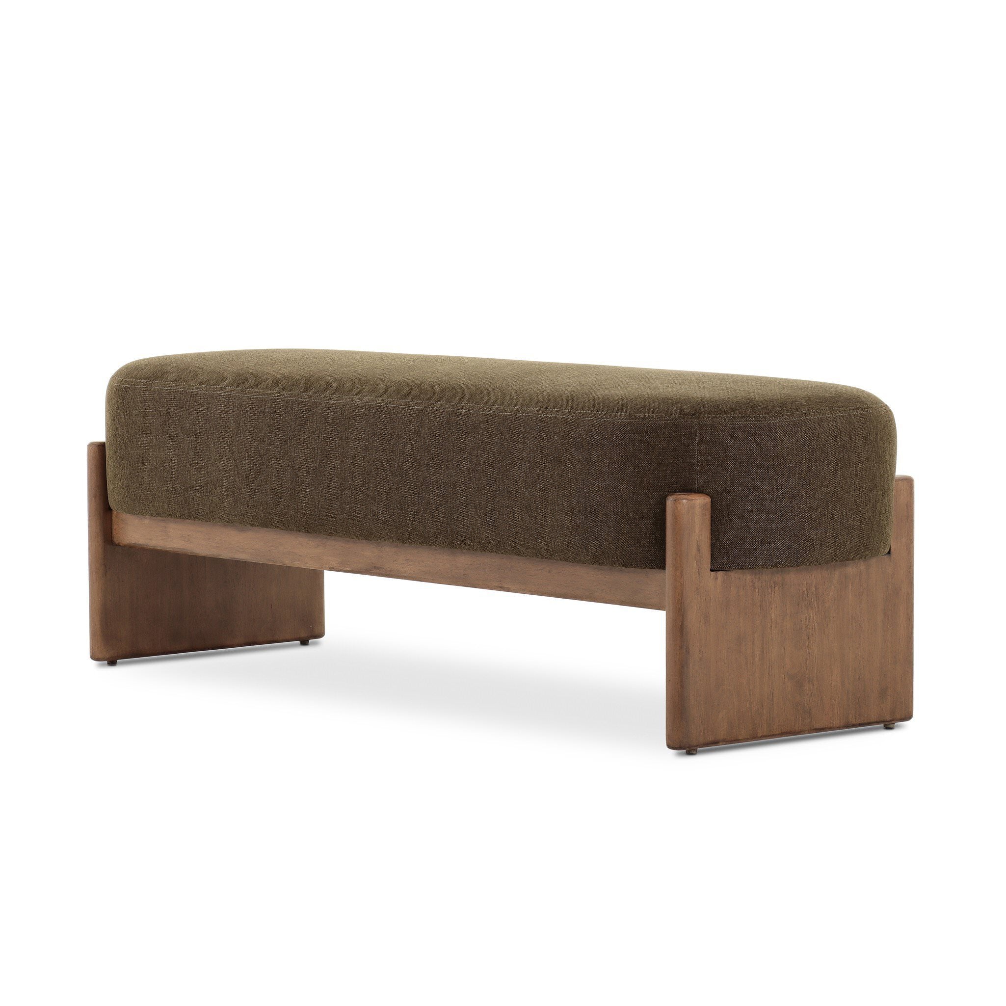 Four Hands Kirby Accent Bench in Sutton Olive - 60" on white background at Addison West.