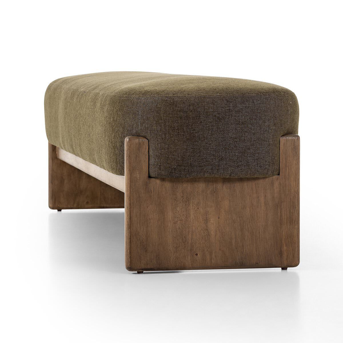 Four Hands Kirby Accent Bench in Sutton Olive on a white background at Addison West