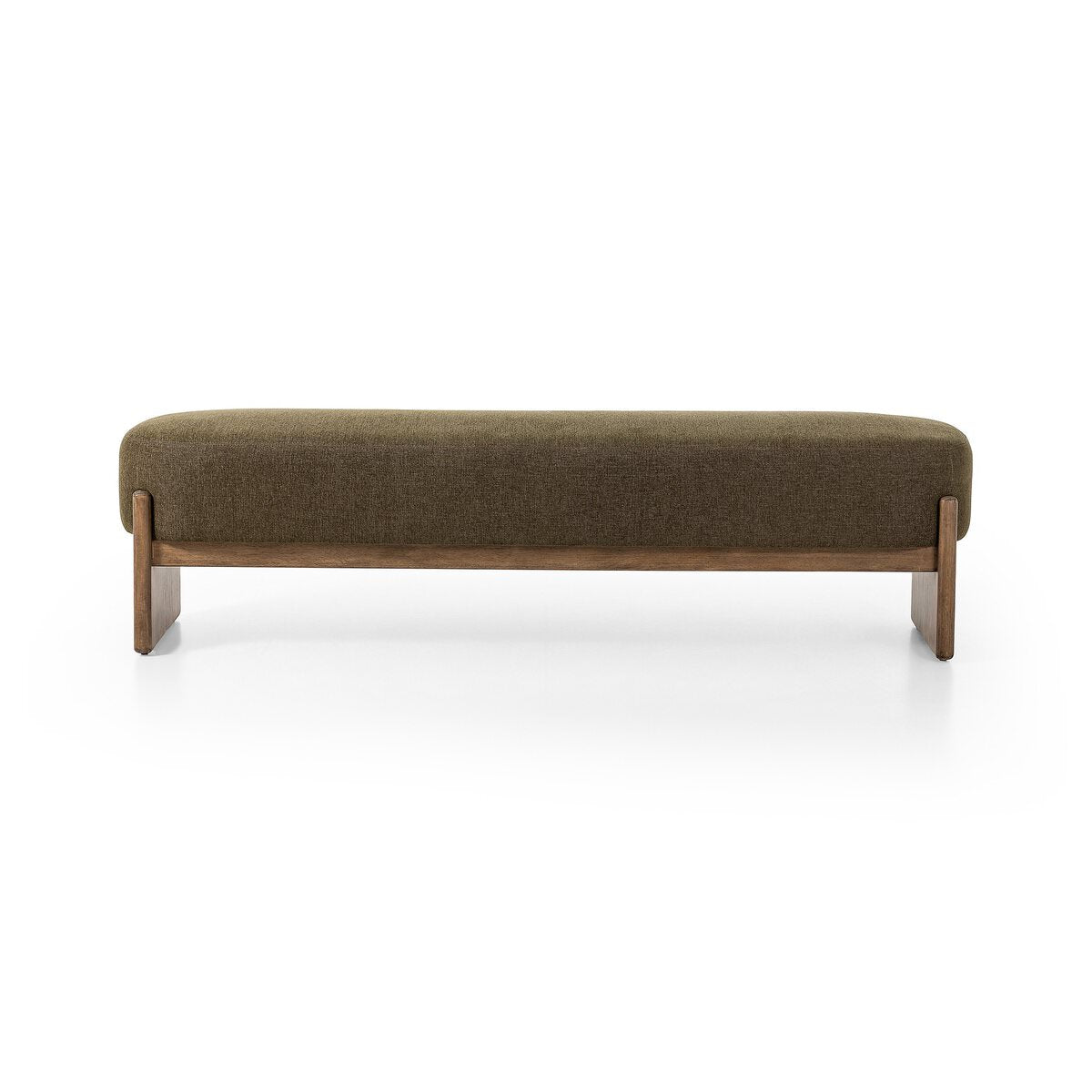 Four Hands Kirby Accent Bench in Sutton Olive on a white background at Addison West