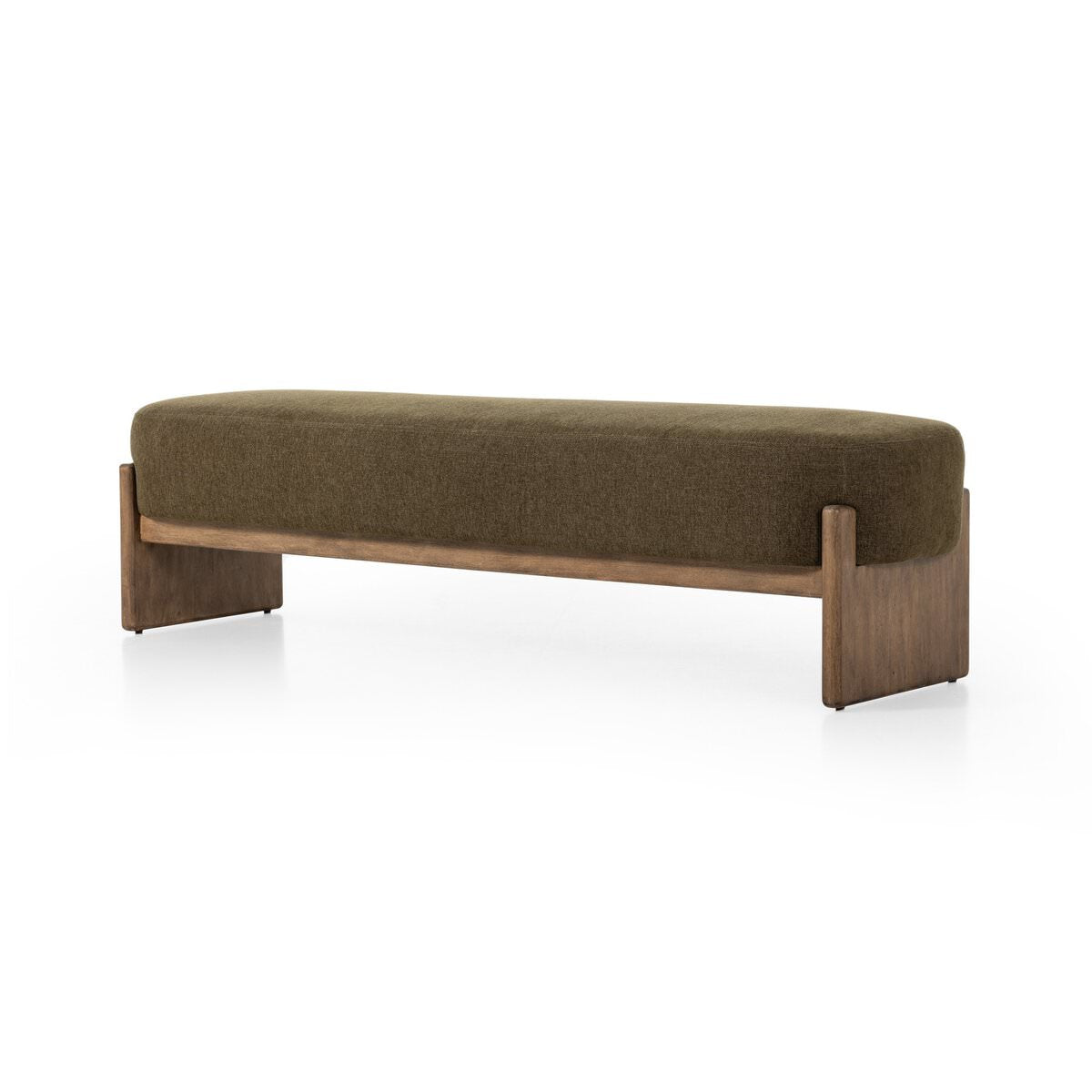 Four Hands Kirby Accent Bench in Sutton Olive on a white background at Addison West