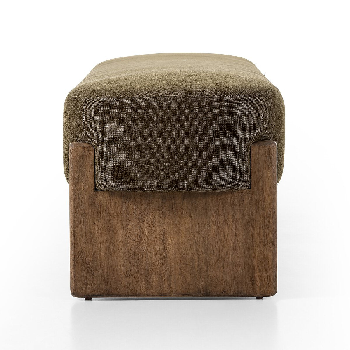 Side of Four Hands Kirby Accent Bench in Sutton Olive on a white background at Addison West