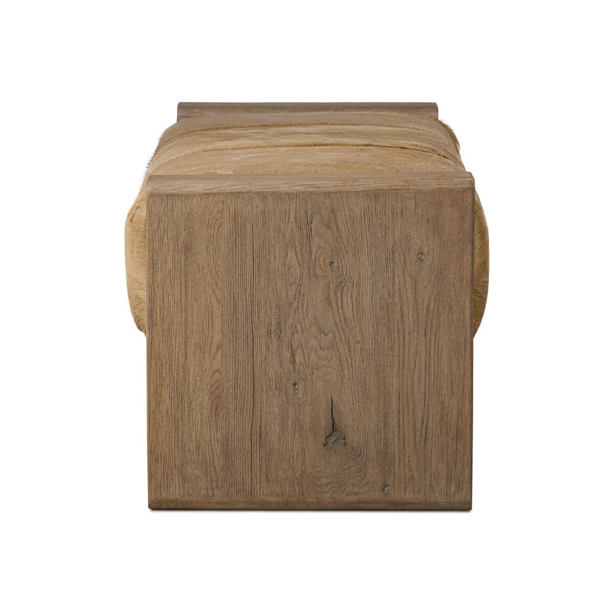 Side of Four Hands Knox Accent Bench in Light Hair on Hide on a white background at Addison West