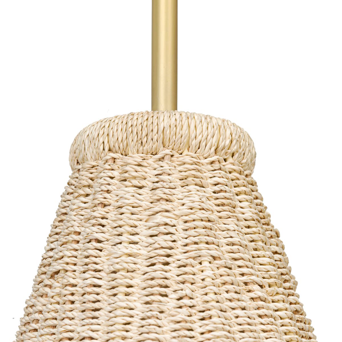Close up of Four Hands Large Riata Pendant in Light Raffia on a white background at Addison West