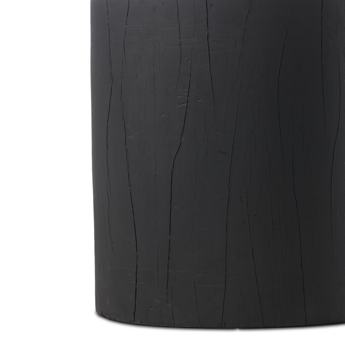 Close up of Four Hands Layo End Table in Black Resinon a white background at Addison West