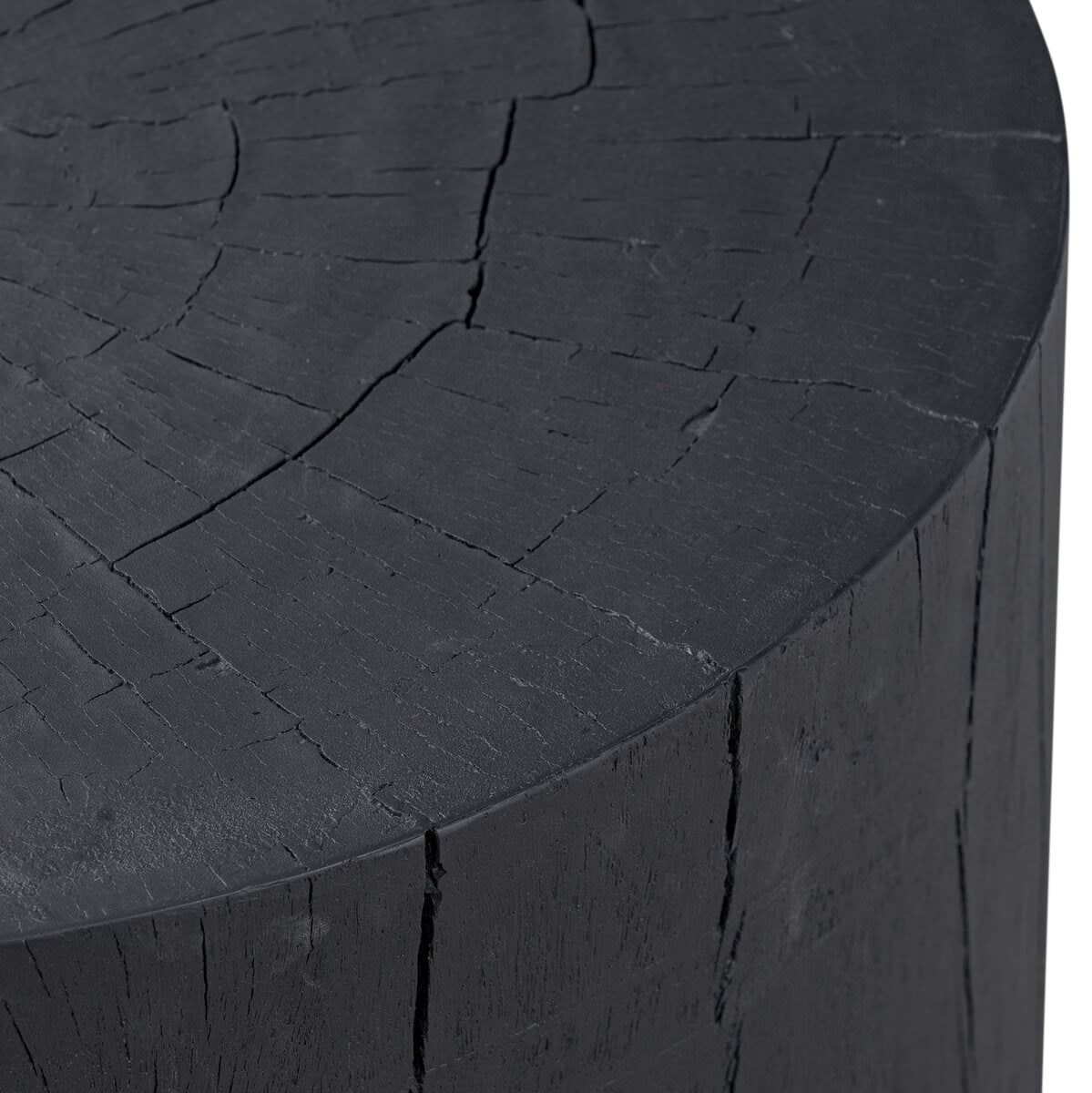 Close up of Four Hands Layo End Table in Black Resinon a white background at Addison West