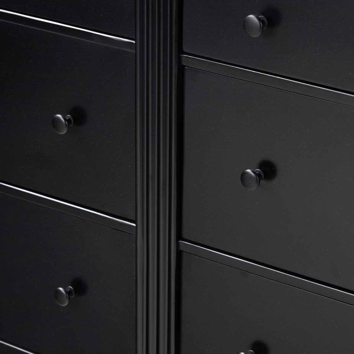 Close up of Four Hands Lendon 6 Drawer Dresser in Black