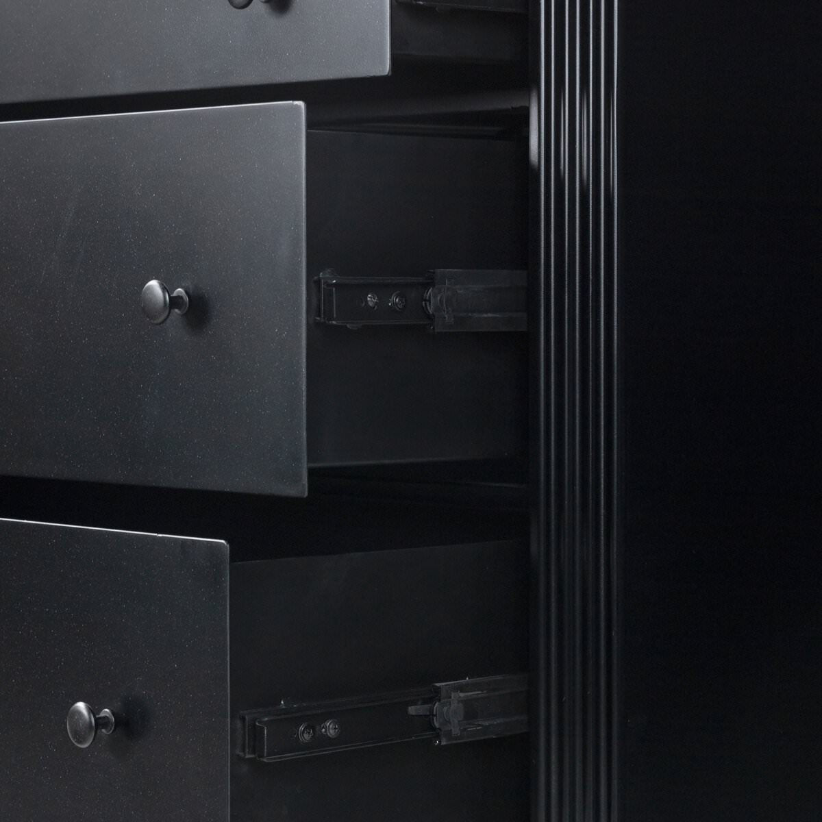 Close up of Four Hands Lendon 6 Drawer Dresser in Black