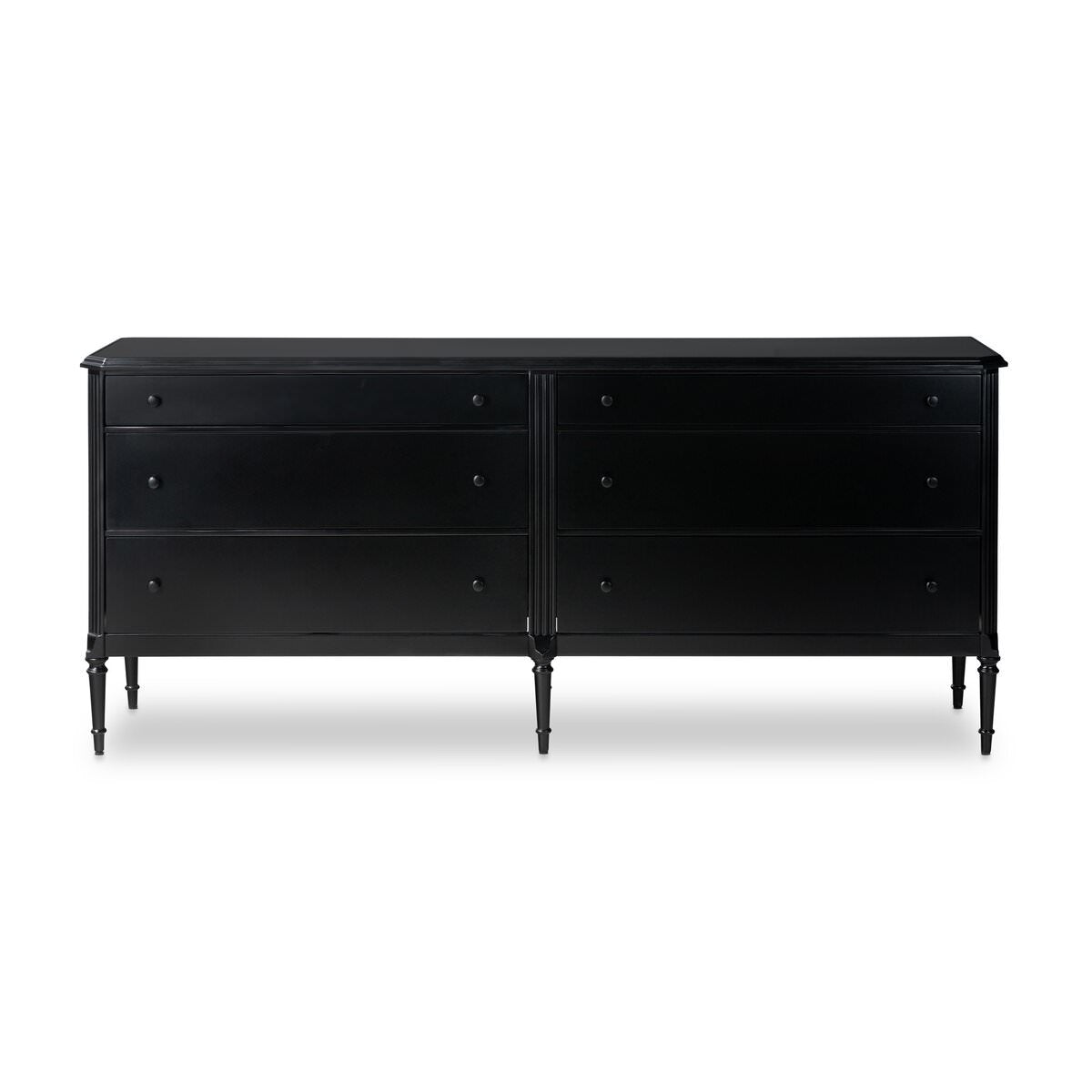 Four Hands Lendon 6 Drawer Dresser in Black on a white background