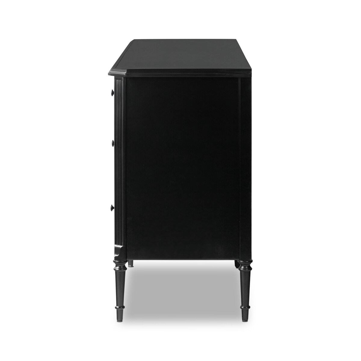 Four Hands Lendon 6 Drawer Dresser in Black  from the side on a white background