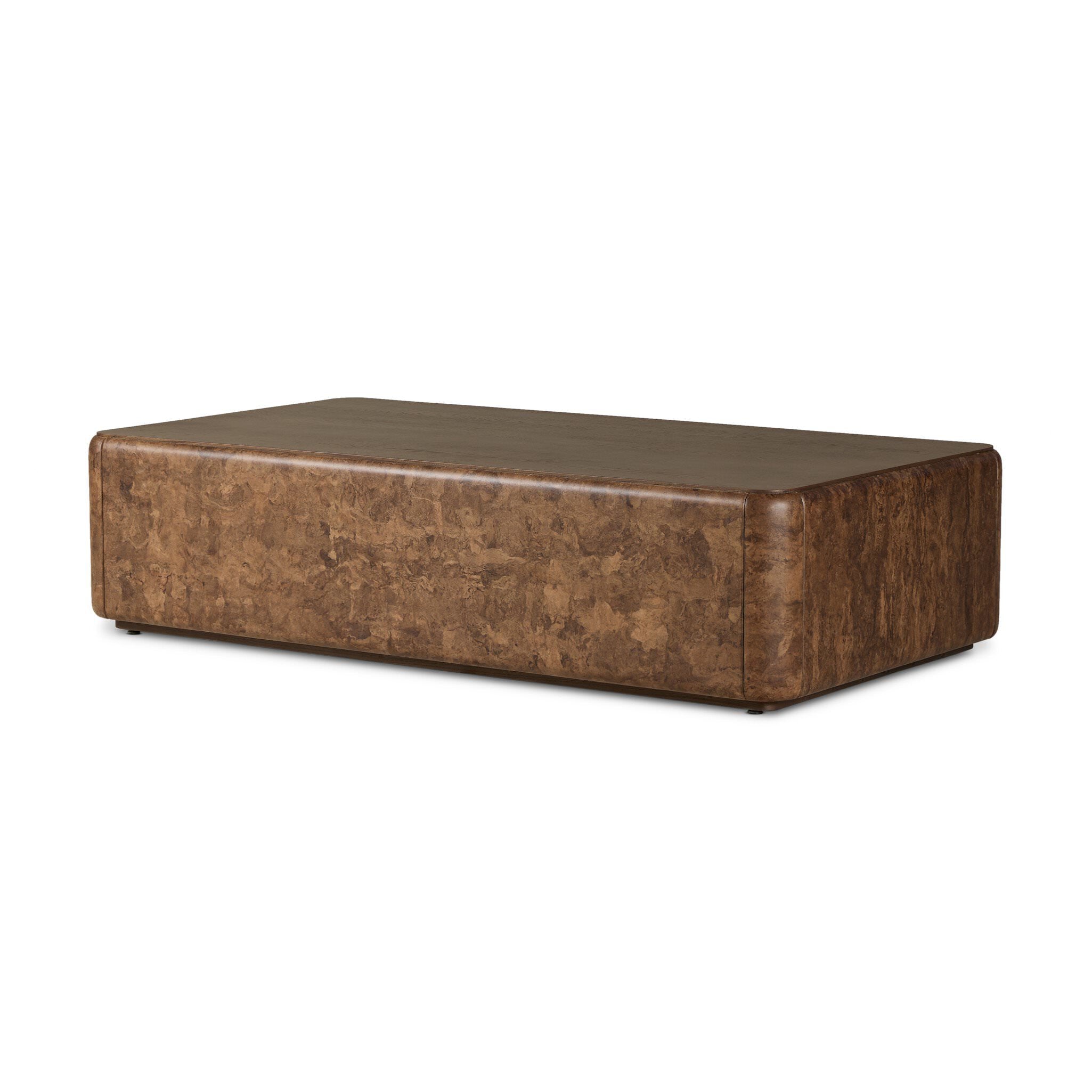 Four Hands Lola Coffee Table in Umber Oak Veneer on a white background at Addison West