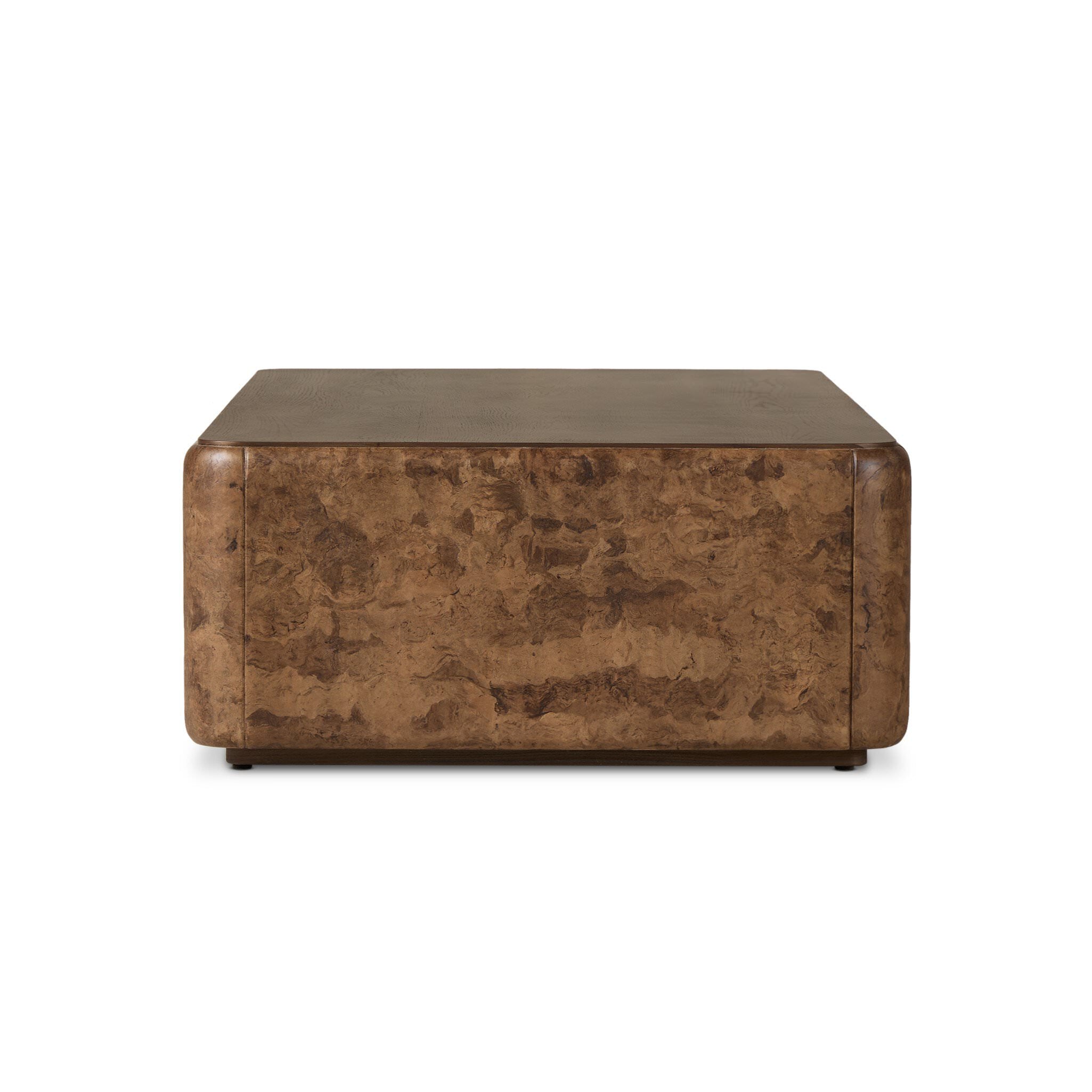 Four Hands Lola Coffee Table in Umber Oak Veneer on a white background at Addison West