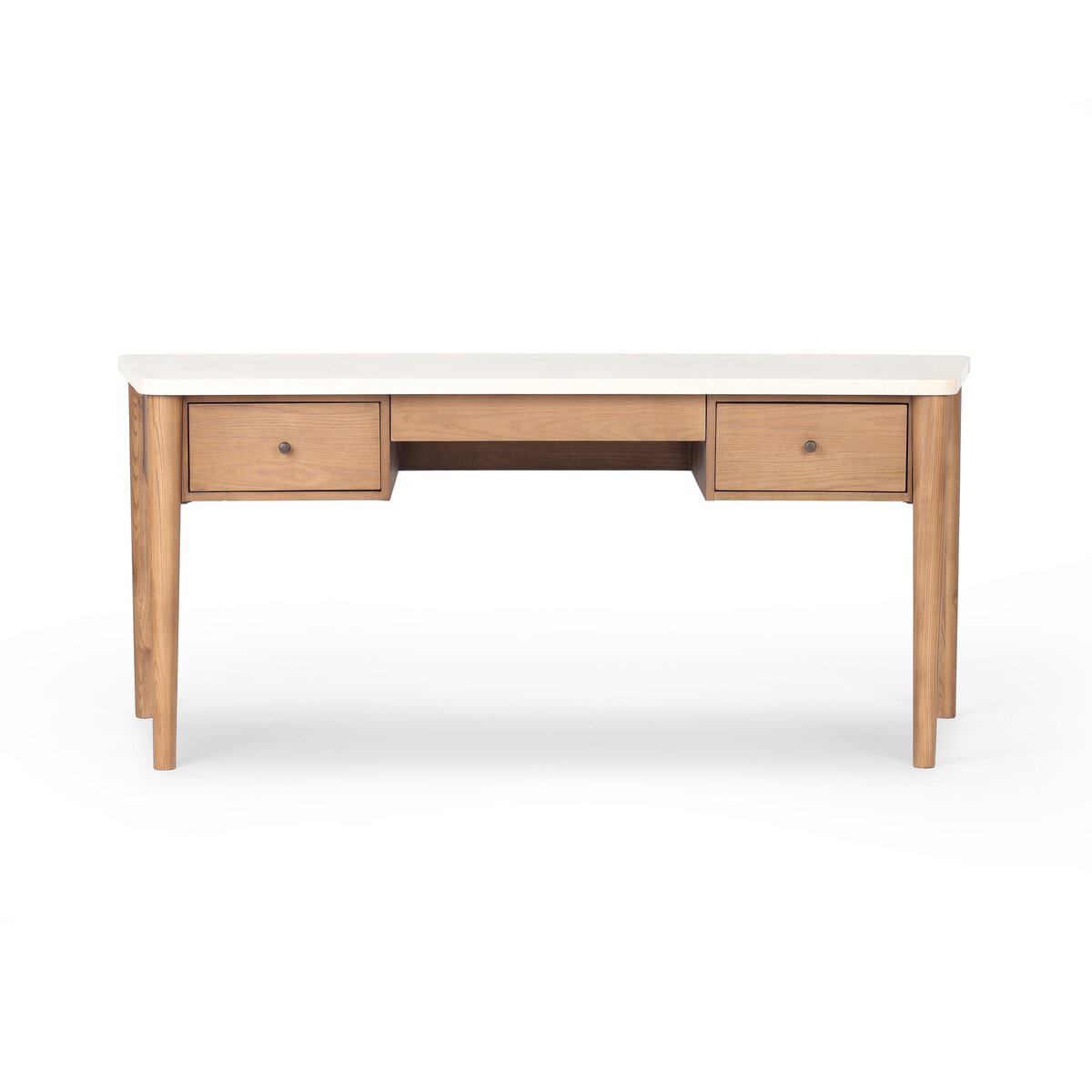 Four Hands Lorna Desk in Amber Ash Veneer on a white background at Addison West
