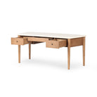 Four Hands Lorna Desk in Amber Ash Veneer on a white background at Addison West