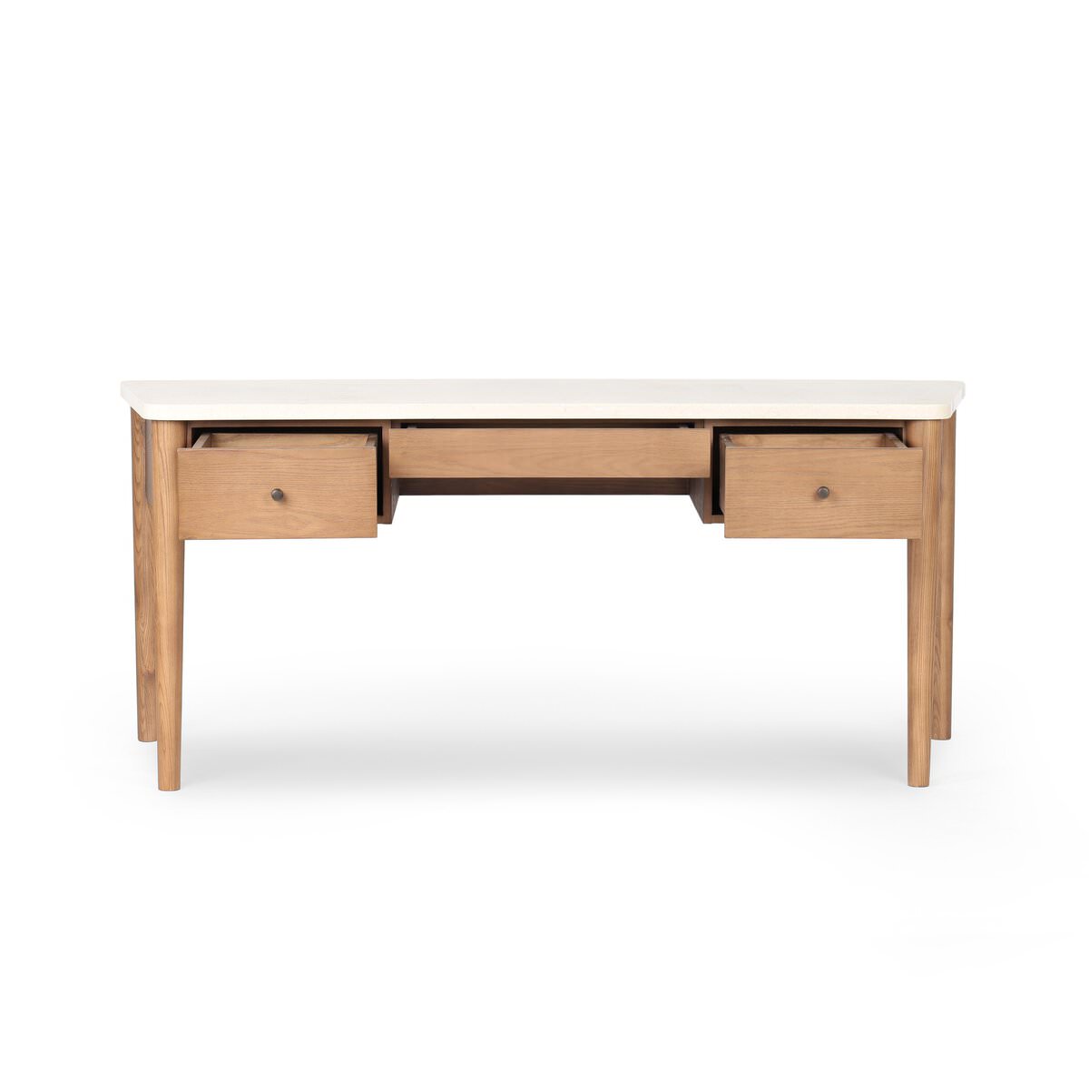 Four Hands Lorna Desk in Amber Ash Veneer on a white background at Addison West