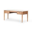 Four Hands Lorna Desk in Amber Ash Veneer on a white background at Addison West