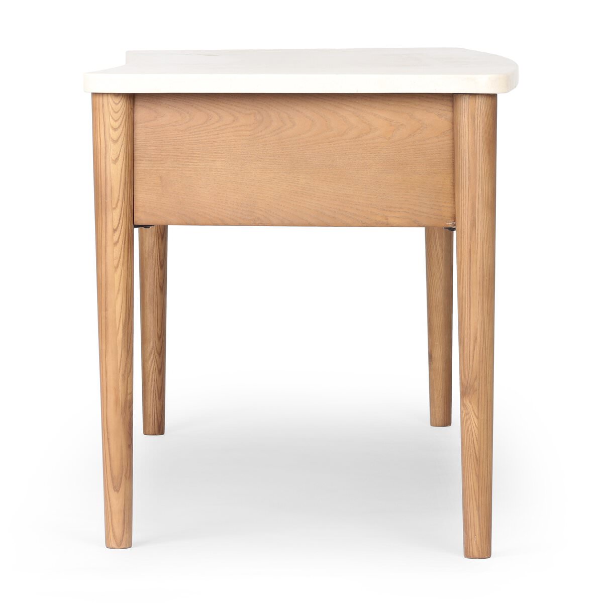 Side of Four Hands Lorna Desk in Amber Ash Veneer on a white background at Addison West