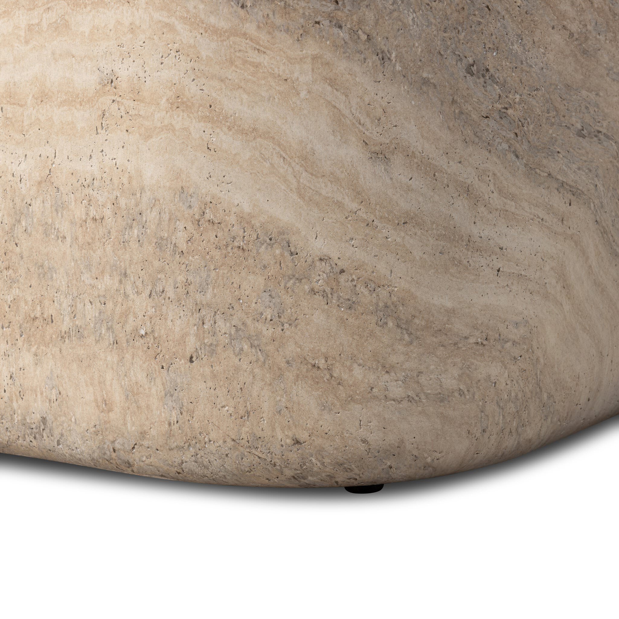 Close up of Four Hands Manor Outdoor Coffee Table in Textured Sandy Grey on a white background at Addison West