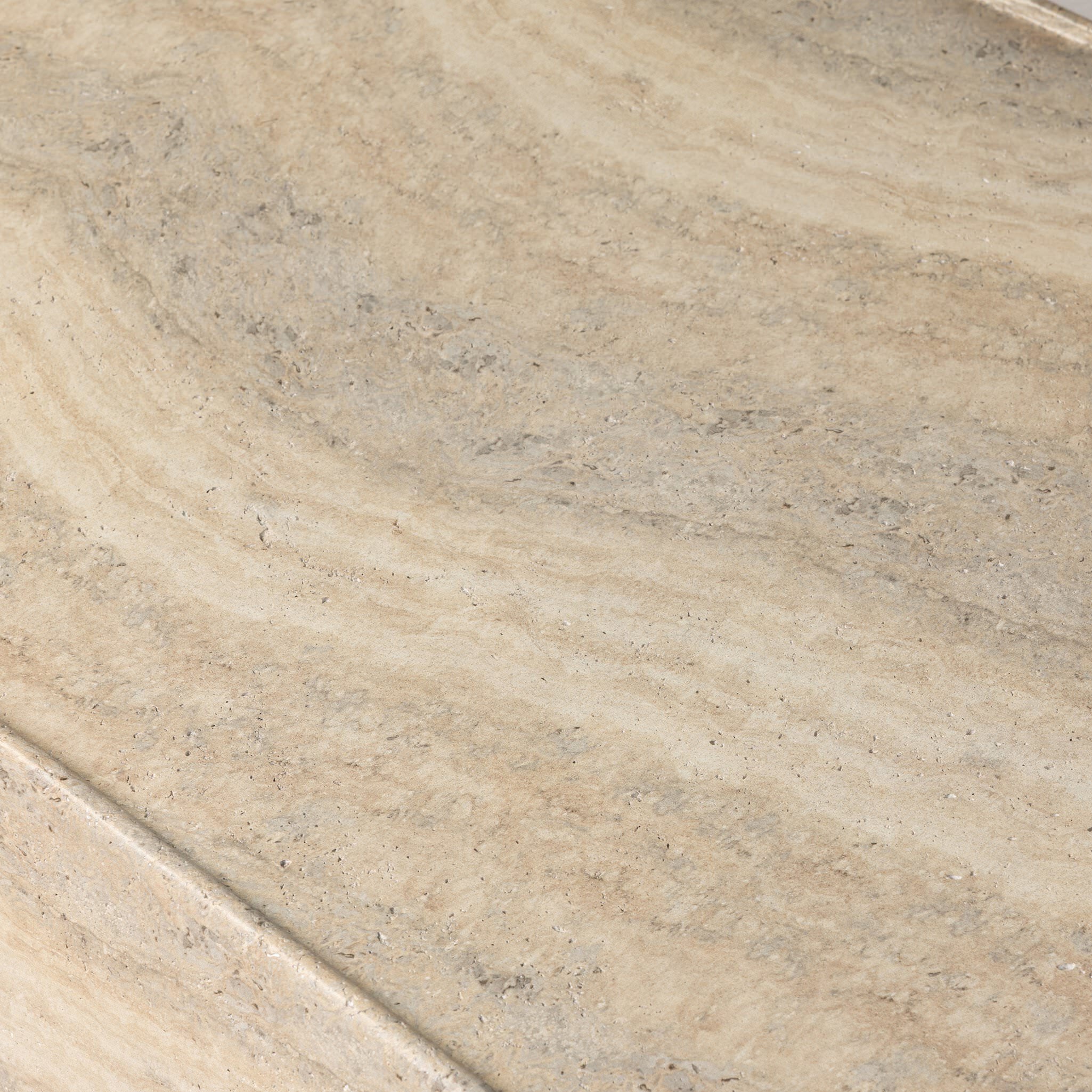 Close up of Four Hands Manor Outdoor Coffee Table in Textured Sandy Grey on a white background at Addison West