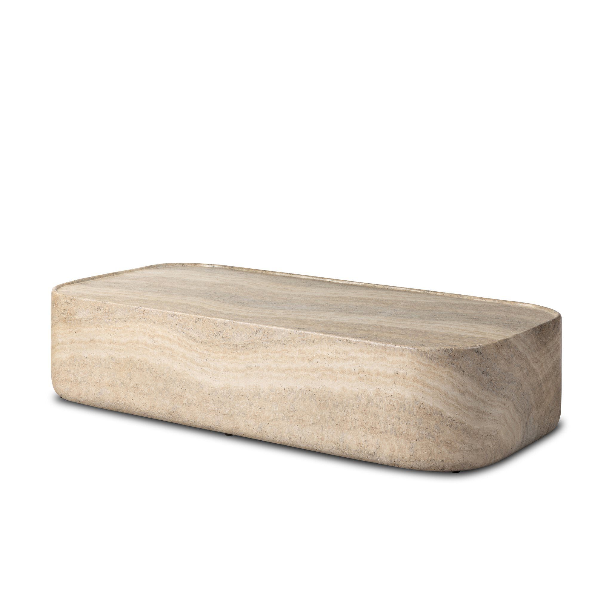 Four Hands Manor Outdoor Coffee Table in Textured Sandy Grey on a white background at Addison West