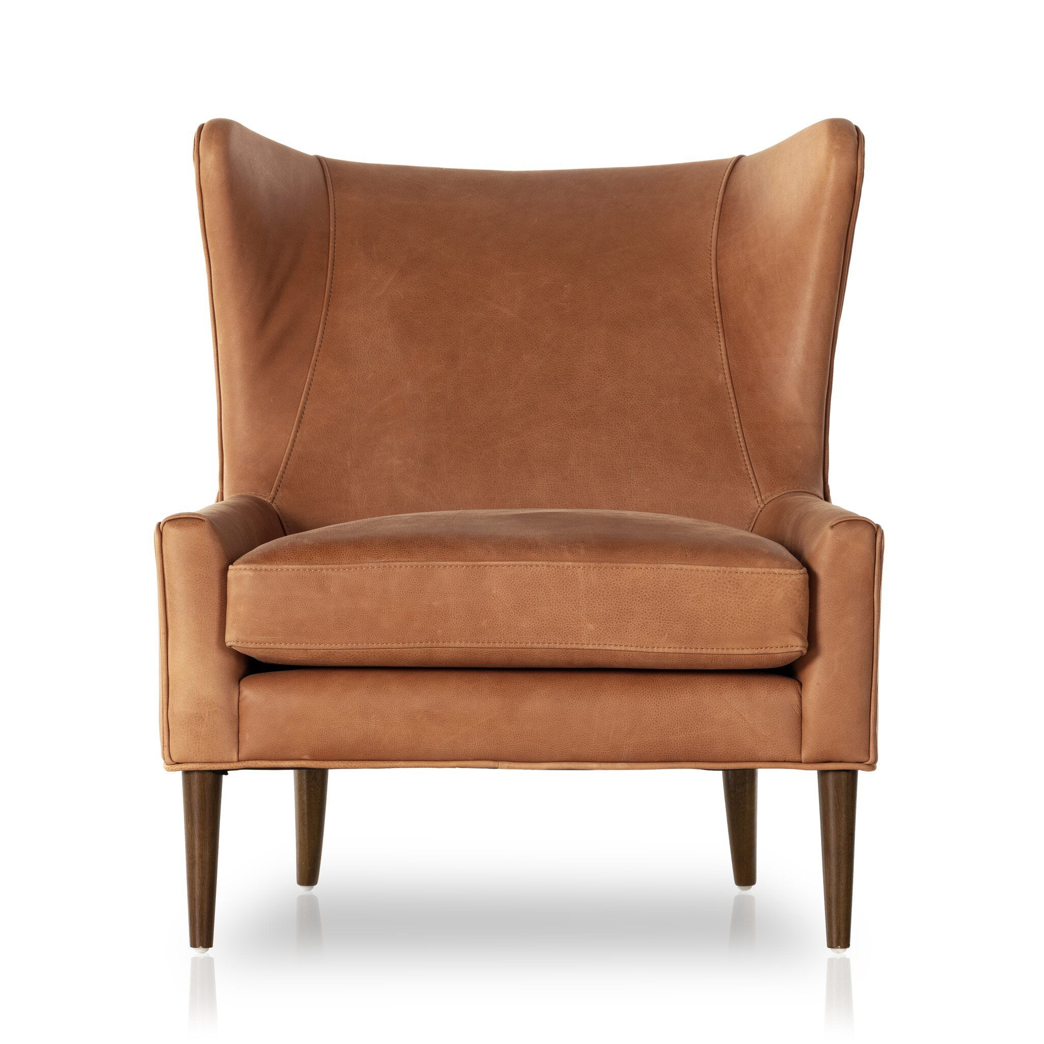 Four Hands Marlow Wing Chair in Palermo Cognac on white background at Addison West.