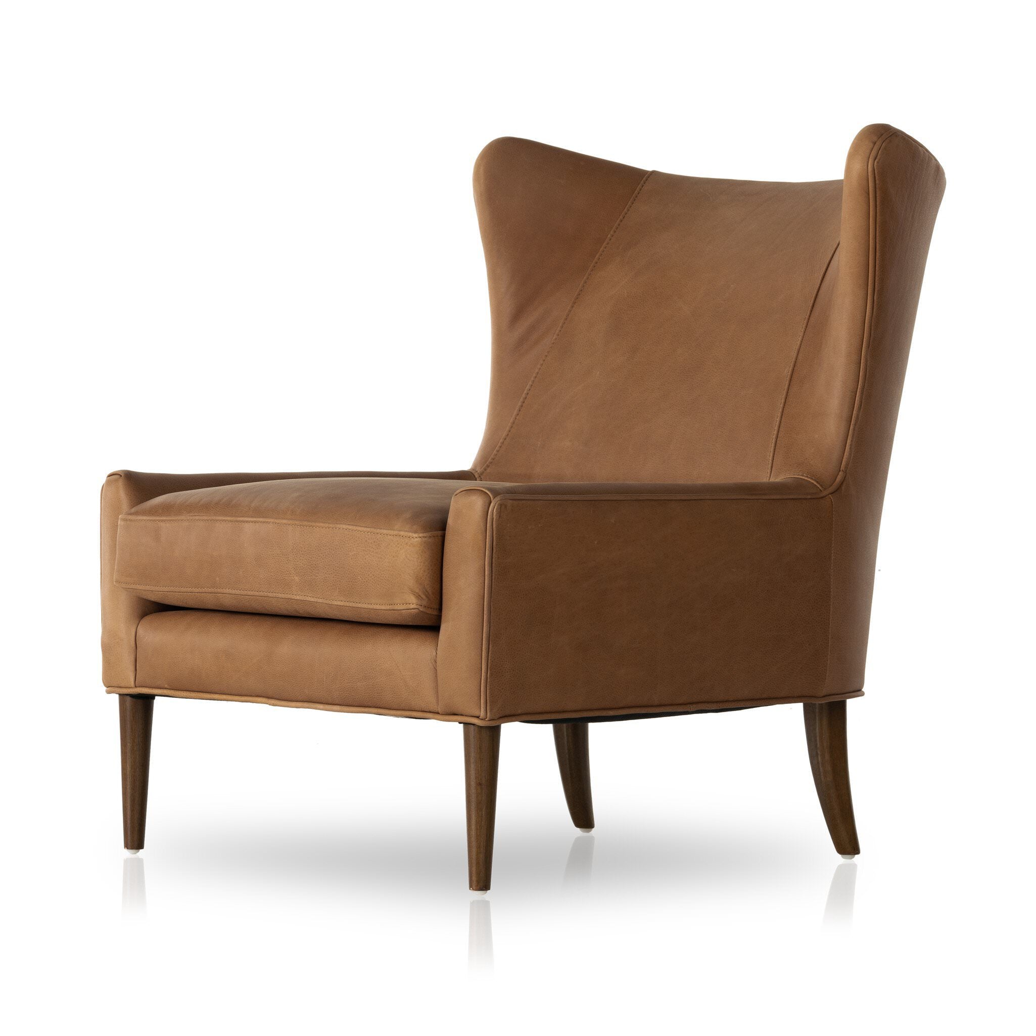 Four Hands Marlow Wing Chair in Palermo Cognac on white background at Addison West.