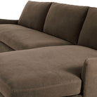 Close up of Four Hands Monette 2-Piece Sectional Right Chaise in Broadway Coffee on a white background at Addison West