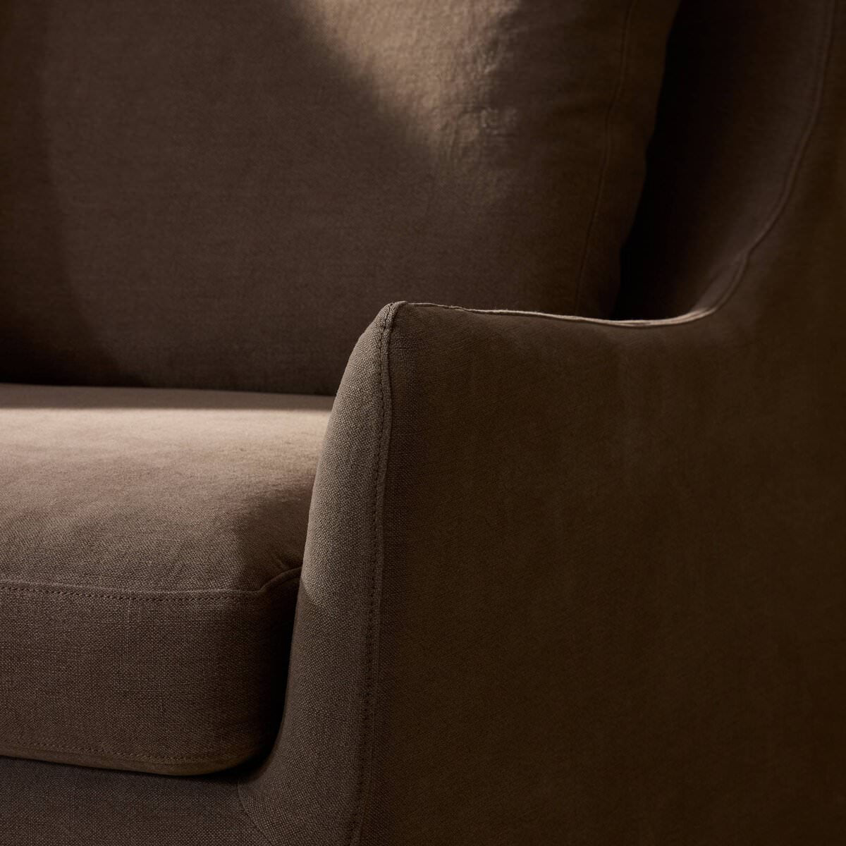 Close up of Four Hands Monette 3Pc Sectional in Broadway Coffee  at Addison West