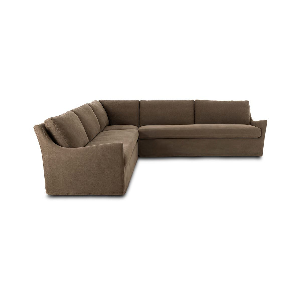 Four Hands Monette 3Pc Sectional in Broadway Coffee on a white background at Addison West